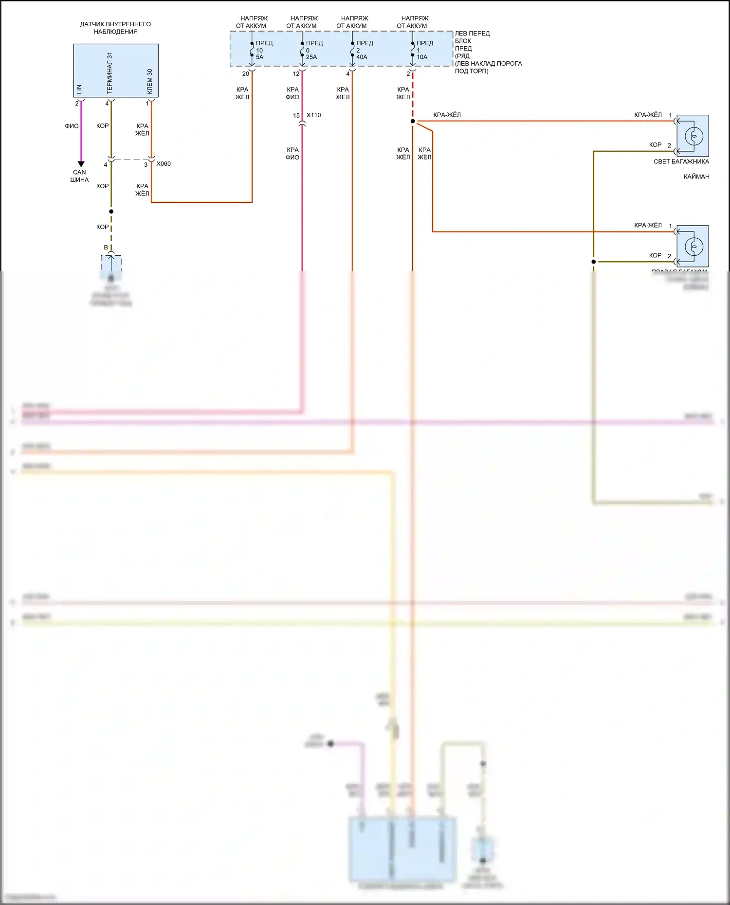 718 Boxster Porsche 982 (2016-2024): Электросхема освещения салона (3 из 4) 