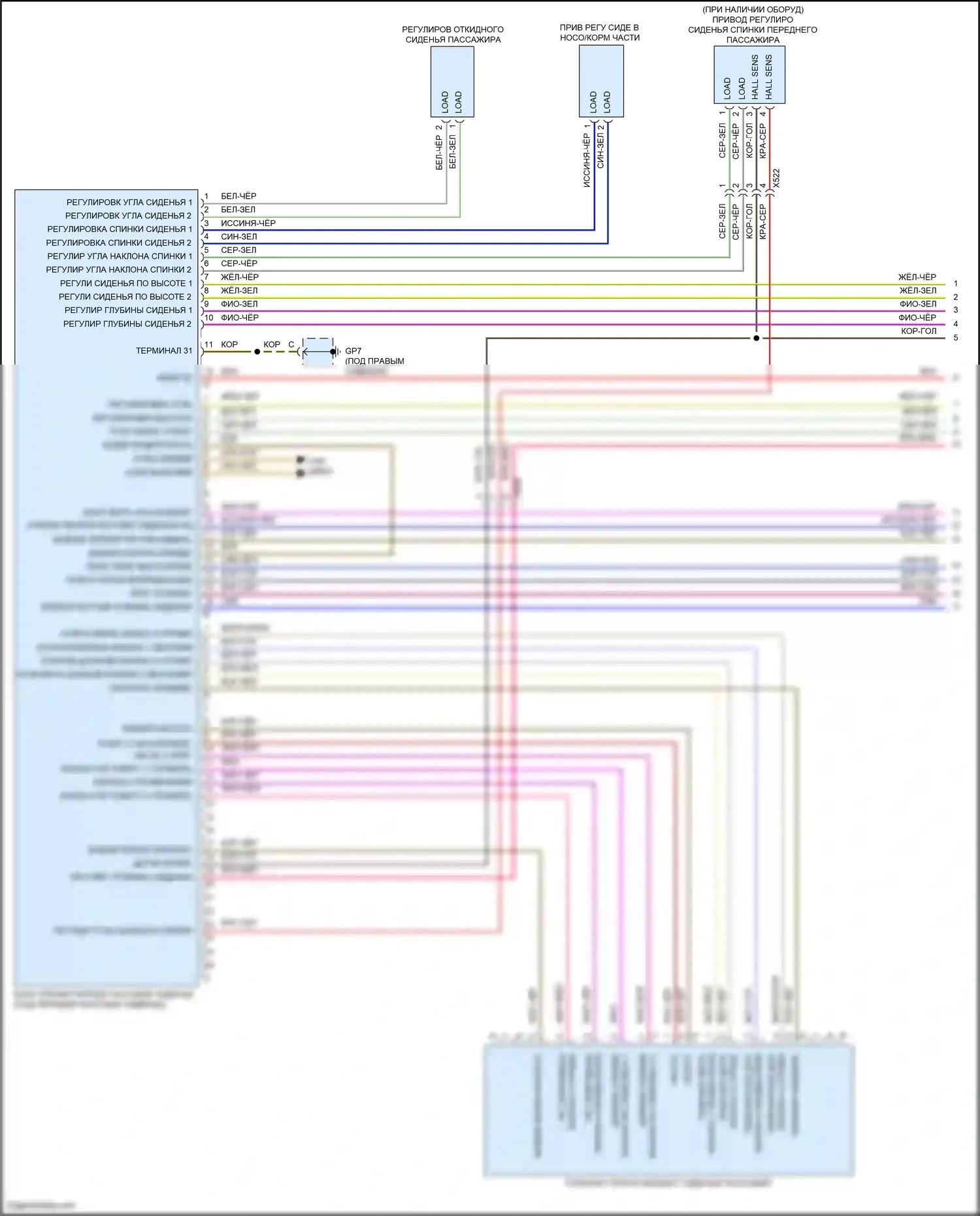 718 Boxster Porsche 982 (2016-2024): Электросхема сиденья памяти пассажира (1 из 2) 