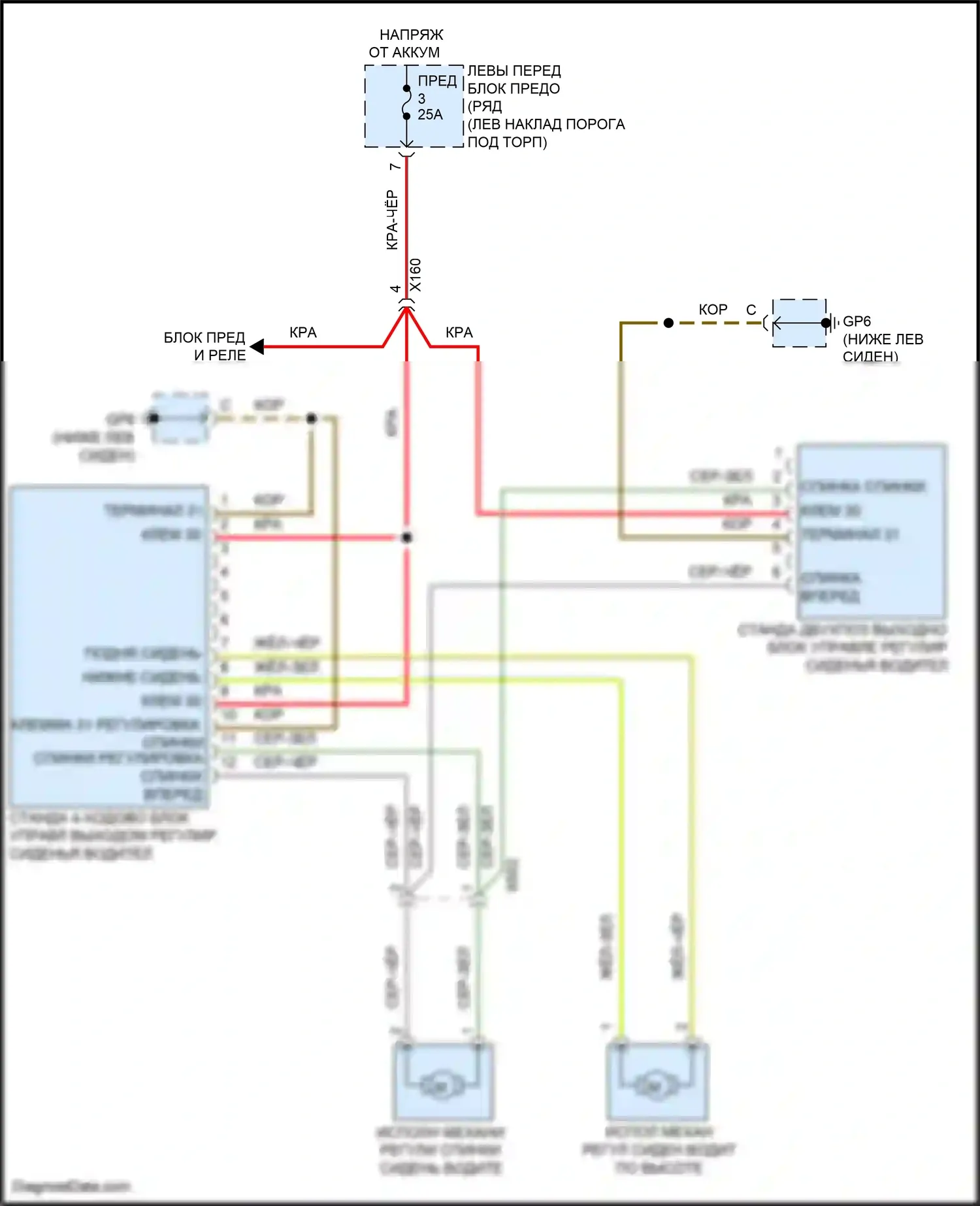 718 Boxster Porsche 982 (2016-2024): Питание водительского сиденья электросхема 