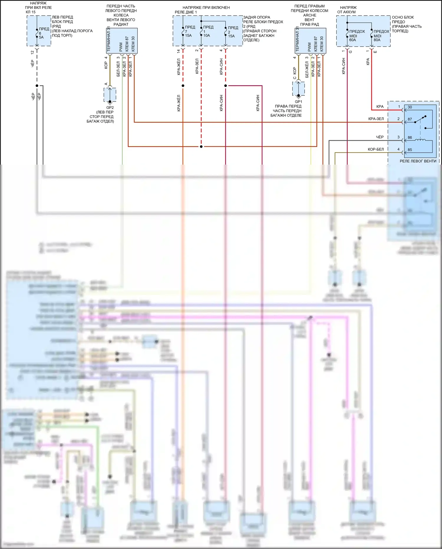 718 Boxster Porsche 982 (2016-2024): Электросхема вентилятора охлаждения 