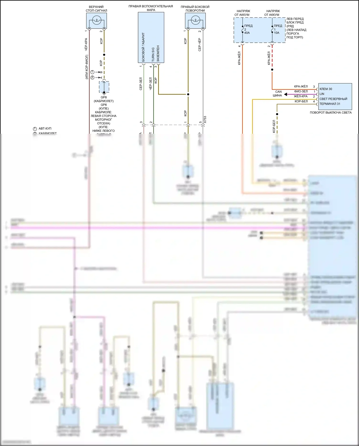718 Cayman Porsche 982 (2016-2024): Электросхема фар и фонарей (2 из 2) 