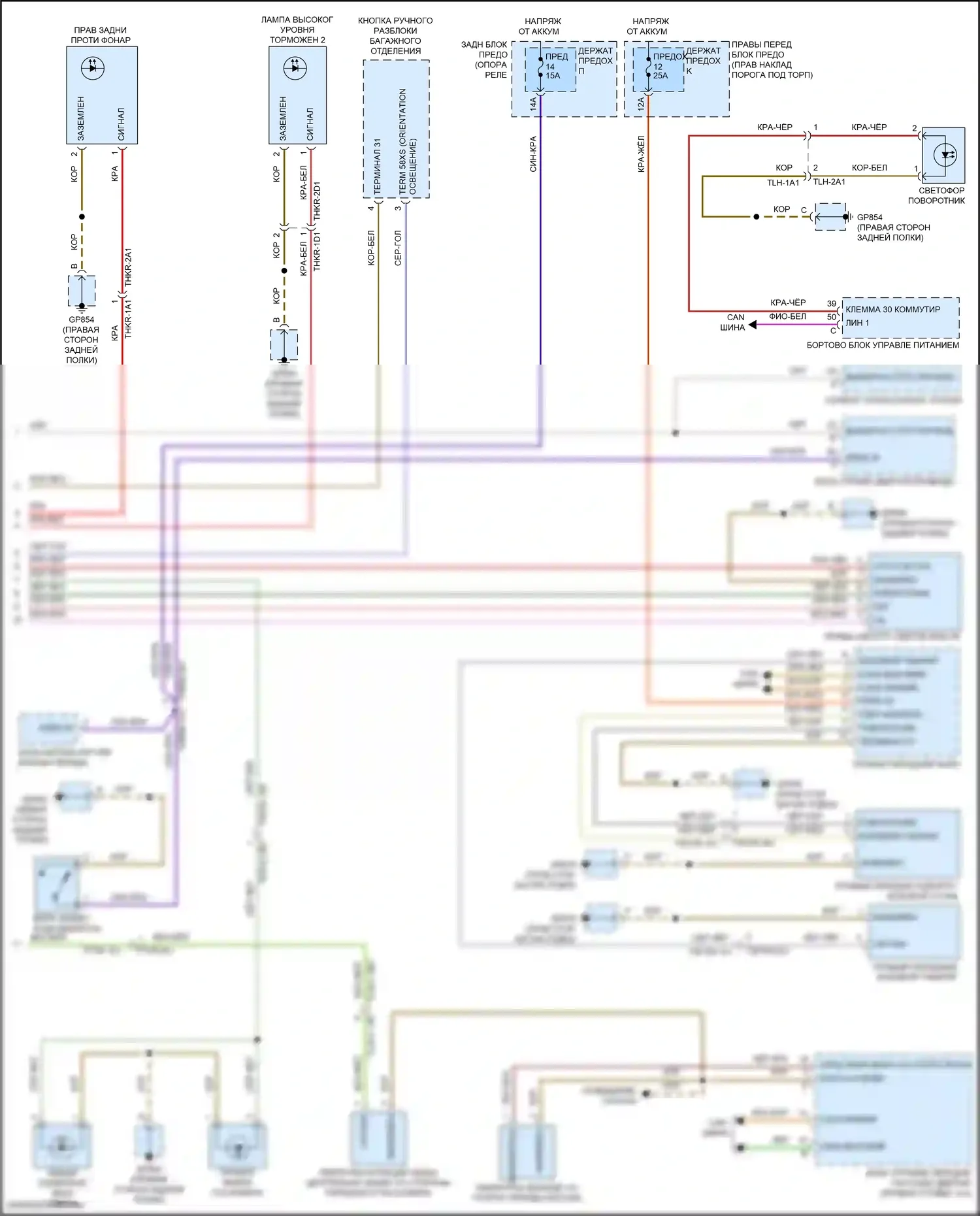 911 Carrera 4 GTS Porsche 992 (2018-2024): Электросхема фар и фонарей (2 из 2) 