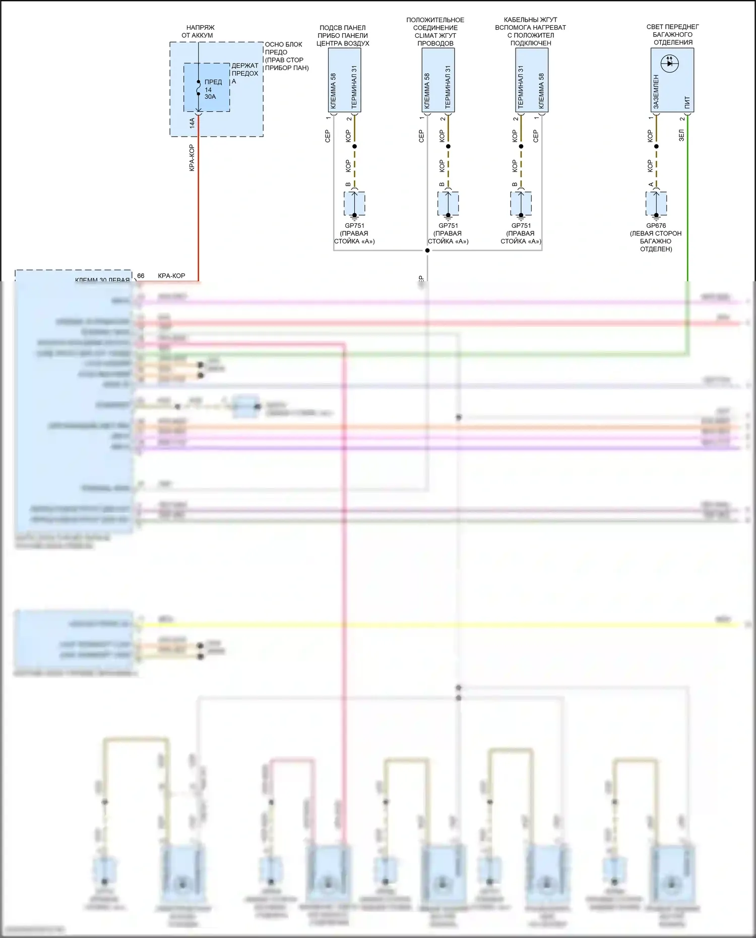 911 Carrera 4 GTS Porsche 992 (2018-2024): Электросхема освещения салона (1 из 4) 