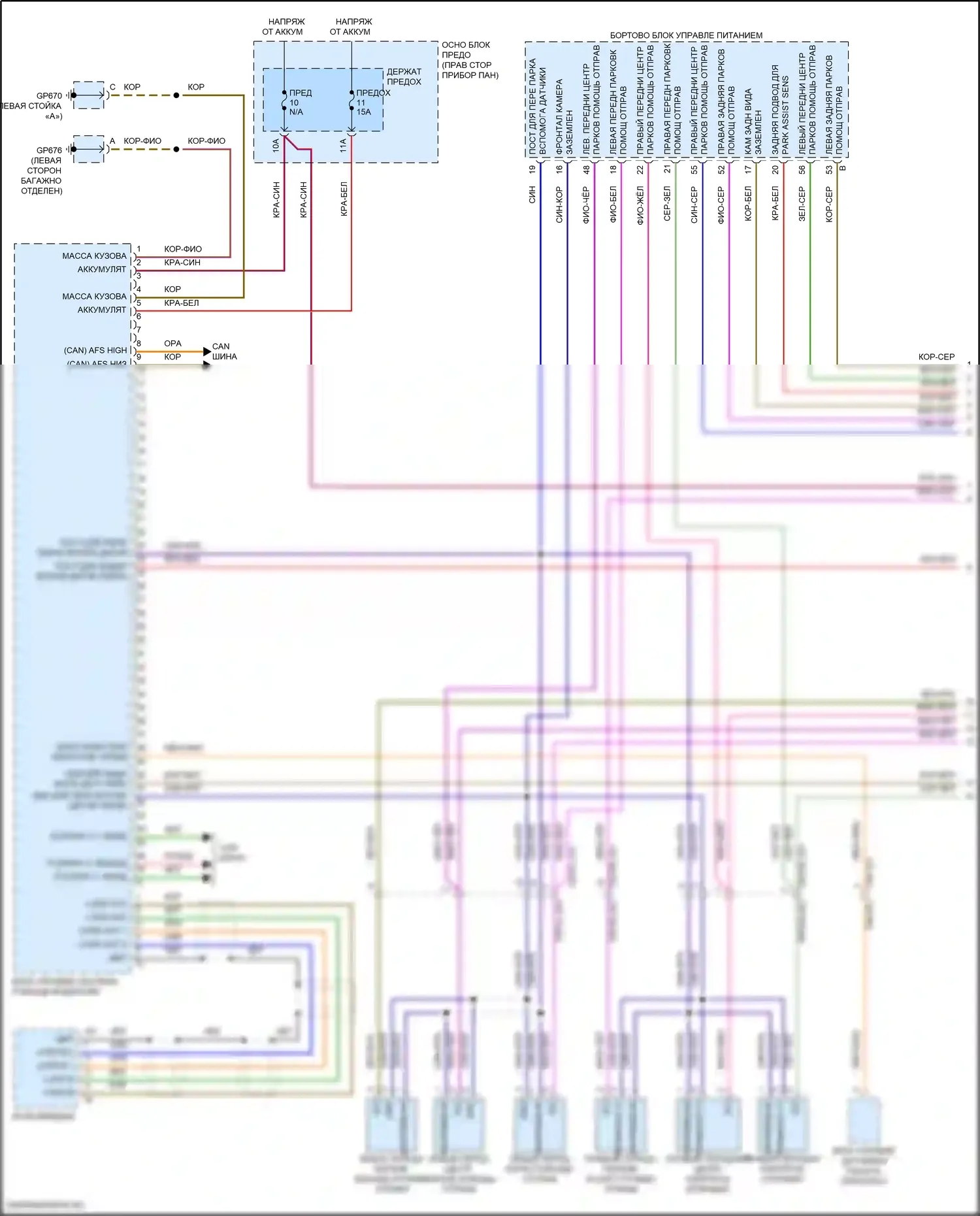 911 Carrera 4 GTS Porsche 992 (2018-2024): Электросхема парктроника (1 из 2) 