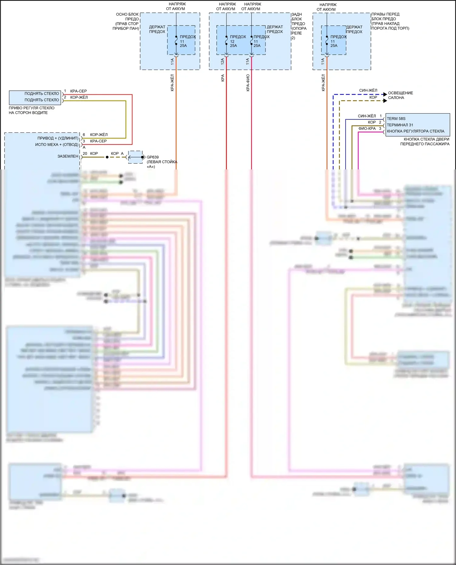 911 Carrera 4 GTS Porsche 992 (2018-2024): Стеклоподъемники электросхема 
