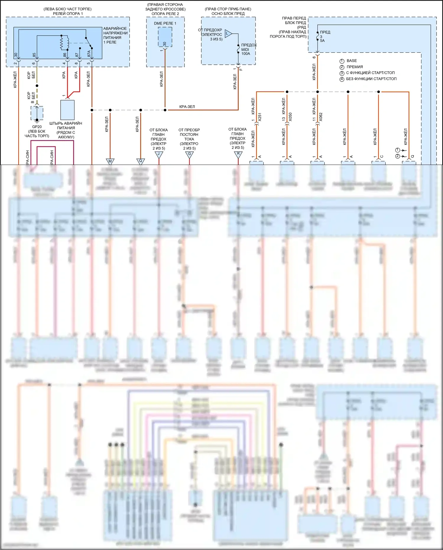 911 Carrera 4 Porsche 992 (2018-2024): Электросхема блока предохранителей реле (4 из 5) 