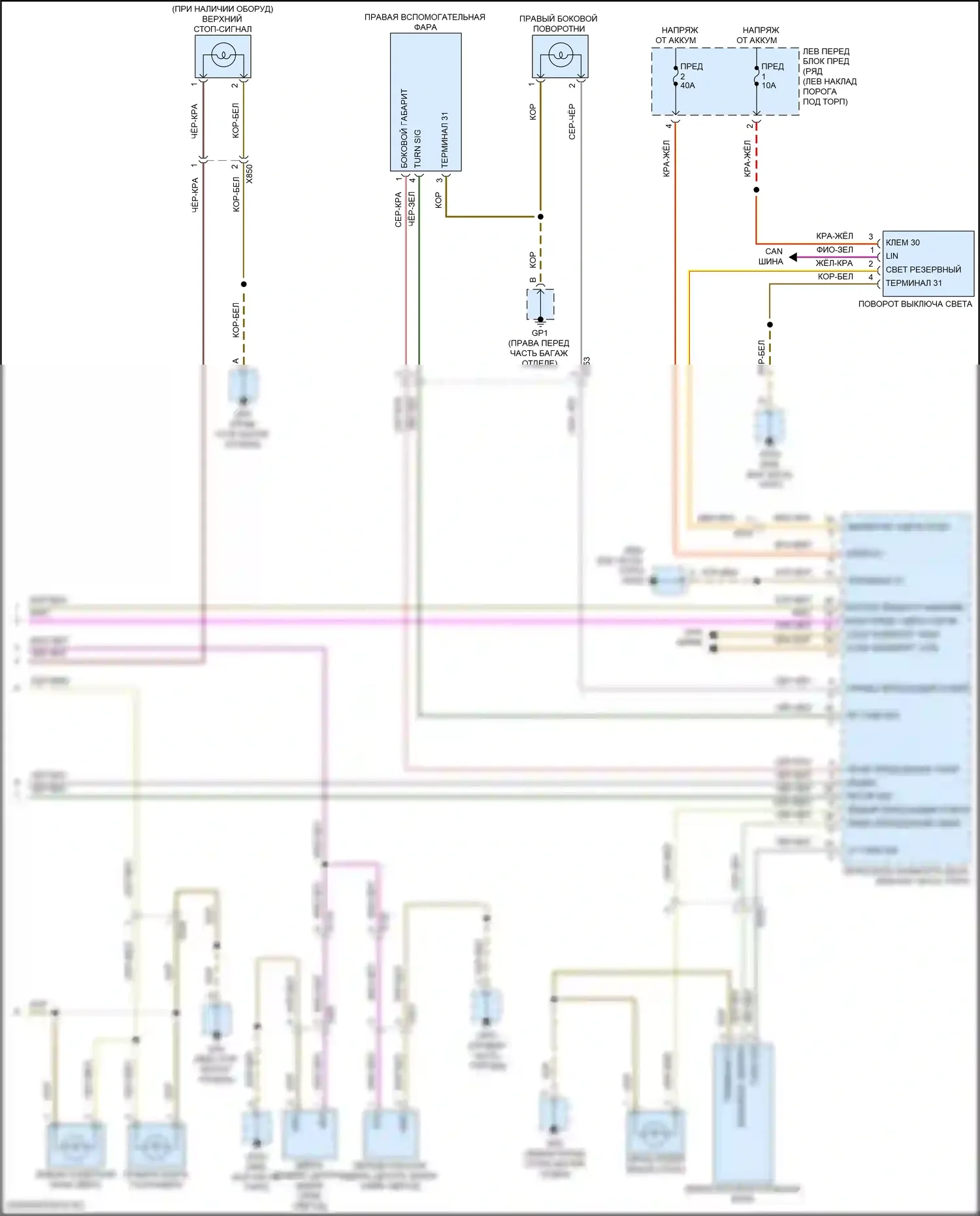 911 Carrera 4 Porsche 992 (2018-2024): Электросхема фар и фонарей (2 из 2) 