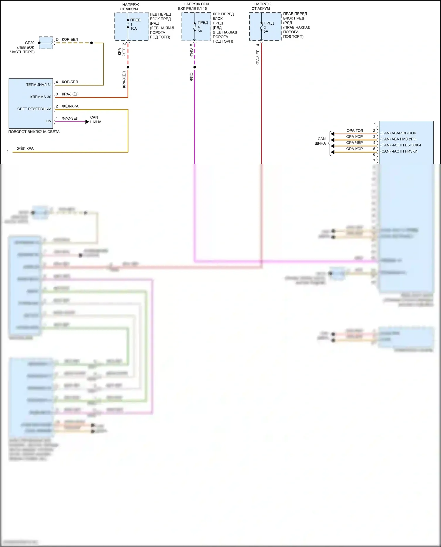 911 Carrera 4 Porsche 992 (2018-2024): Электросхема фар, со светодиодными фарами (2 из 2) 