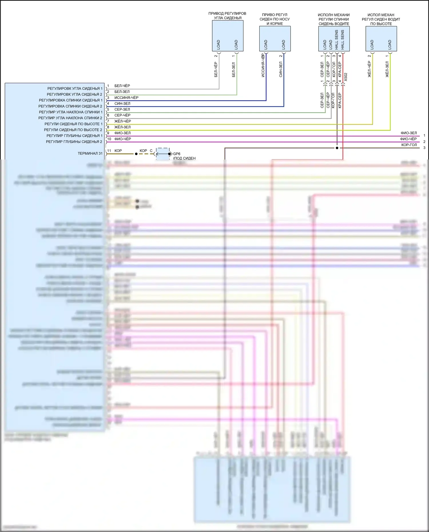 911 Carrera 4 Porsche 992 (2018-2024): Электросхема сиденья памяти водителя (1 из 2) 