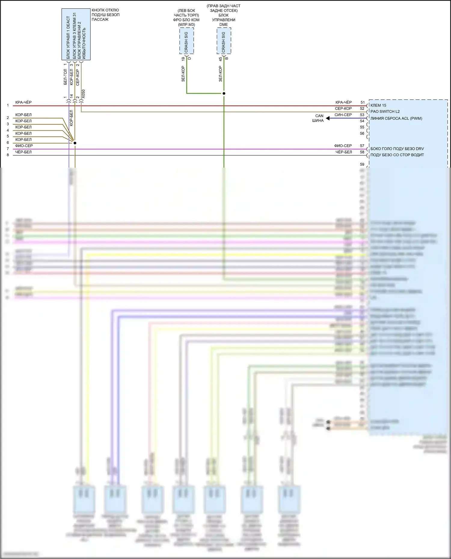 911 Carrera 4 Porsche 992 (2018-2024): Электросхема подушек безопасности (3 из 3) 