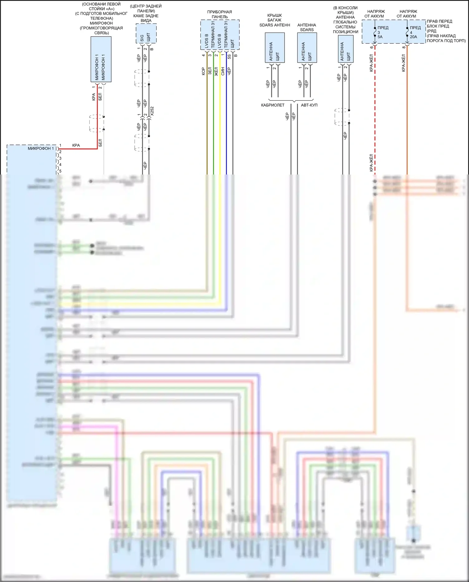 911 Carrera 4 Porsche 992 (2018-2024): Электросхема навигации, базовой с 4 динамиками (1 из 2) 