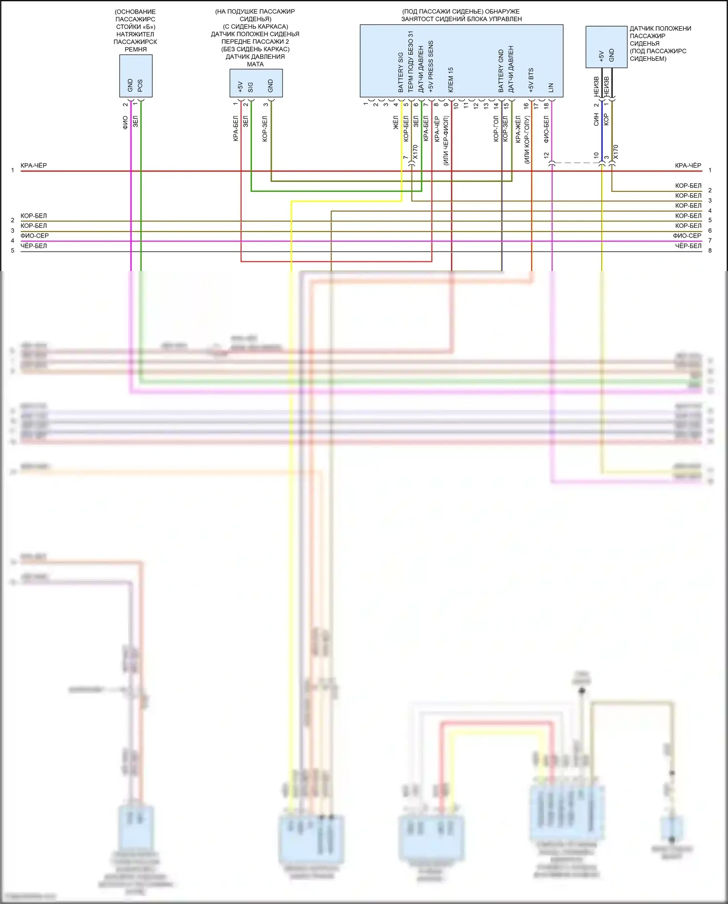 911 Carrera 4S Porsche 991 рестайлинг (2015-2019): Электросхема подушек безопасности (2 из 3) 