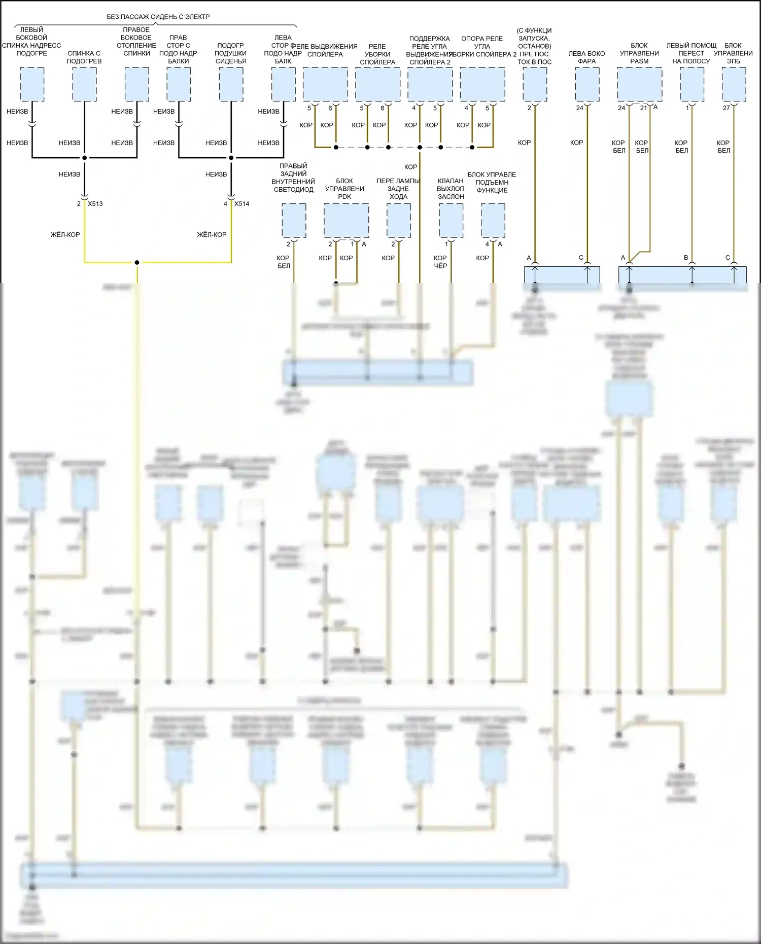 911 Carrera 4S Porsche 991 рестайлинг (2015-2019): Электросхема точек подключения масс (5 из 5) 