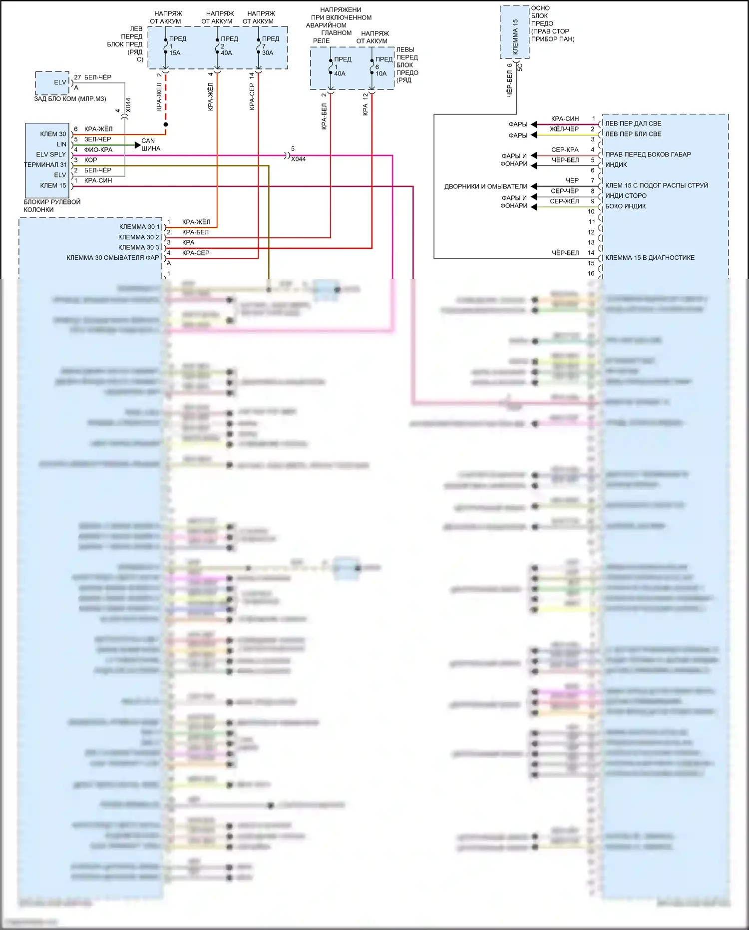 911 Carrera 4S Porsche 991 (2011-2015): Электросхема переднего контроллера, без турбо 
