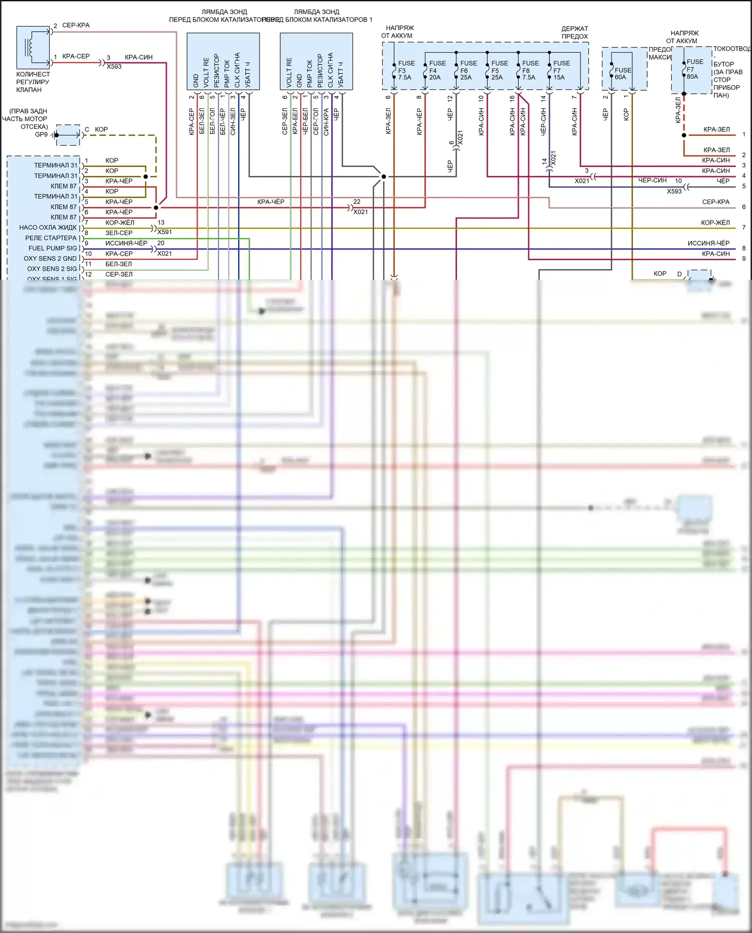911 Carrera 4S Porsche 991 (2011-2015): Электросхема двигателя 3.8л твин турбо (1 из 5) 