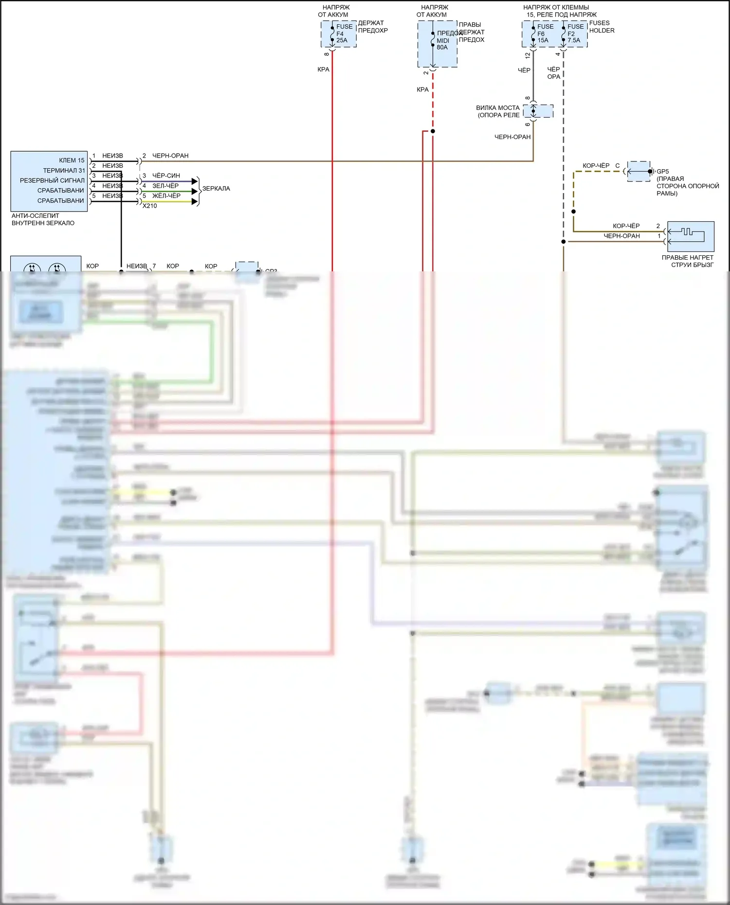 911 Carrera 4S Porsche 991 (2011-2015): Электросхема передних дворников и омывателей, турбо с датчиком дождя 
