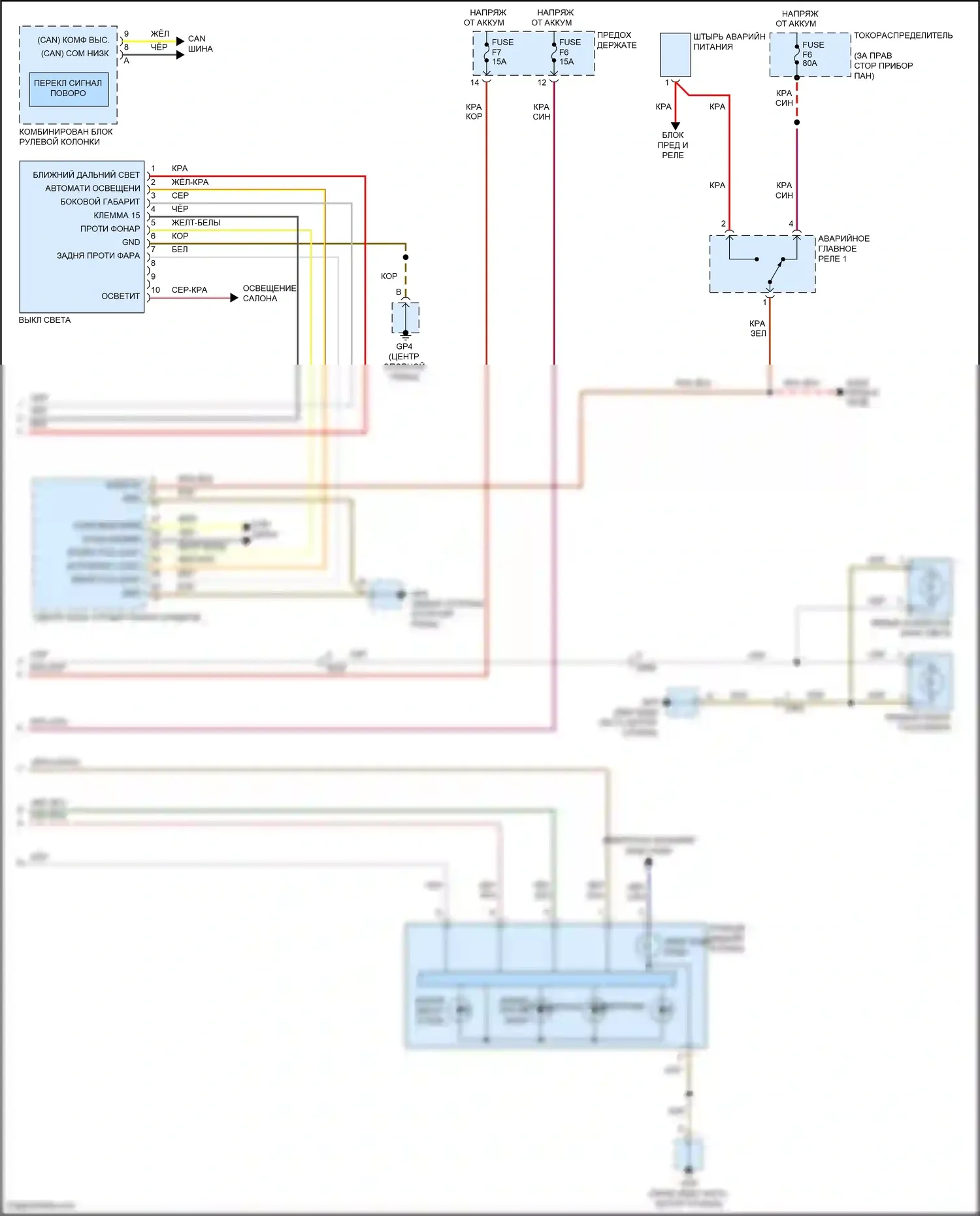 911 Carrera 4S Porsche 991 (2011-2015): Электросхема фар и фонарей, с турбонаддувом (2 из 2) 