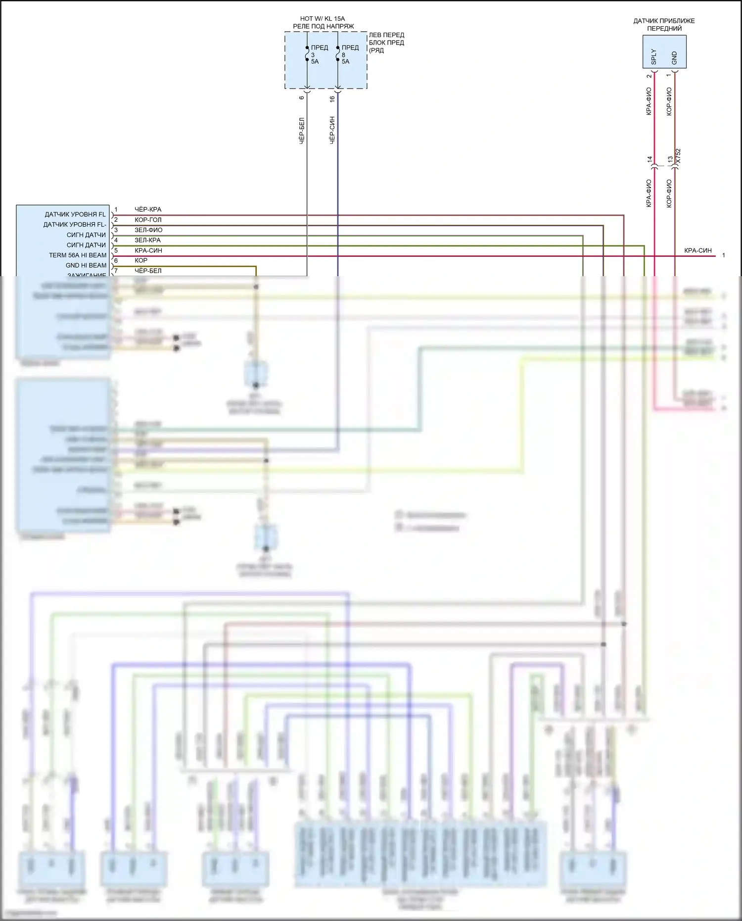 911 Carrera 4S Porsche 991 (2011-2015): Электросхема фар, без турбо, без фар на поворотах (1 из 2) 
