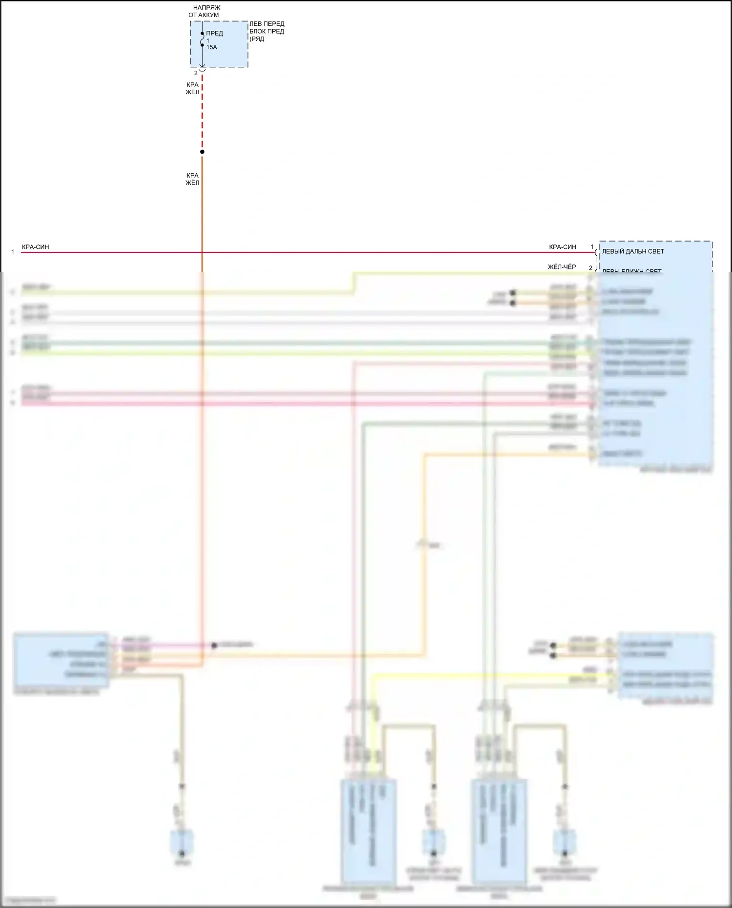 911 Carrera 4S Porsche 991 (2011-2015): Электросхема фар, без турбо, без фар на поворотах (2 из 2) 
