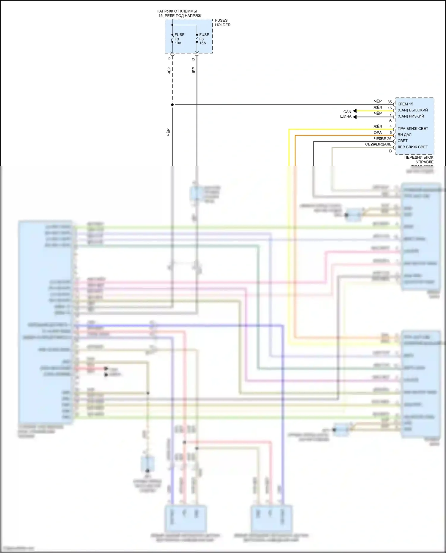 911 Carrera 4S Porsche 991 (2011-2015): Электросхема фар, с турбо с поворотными фарами 