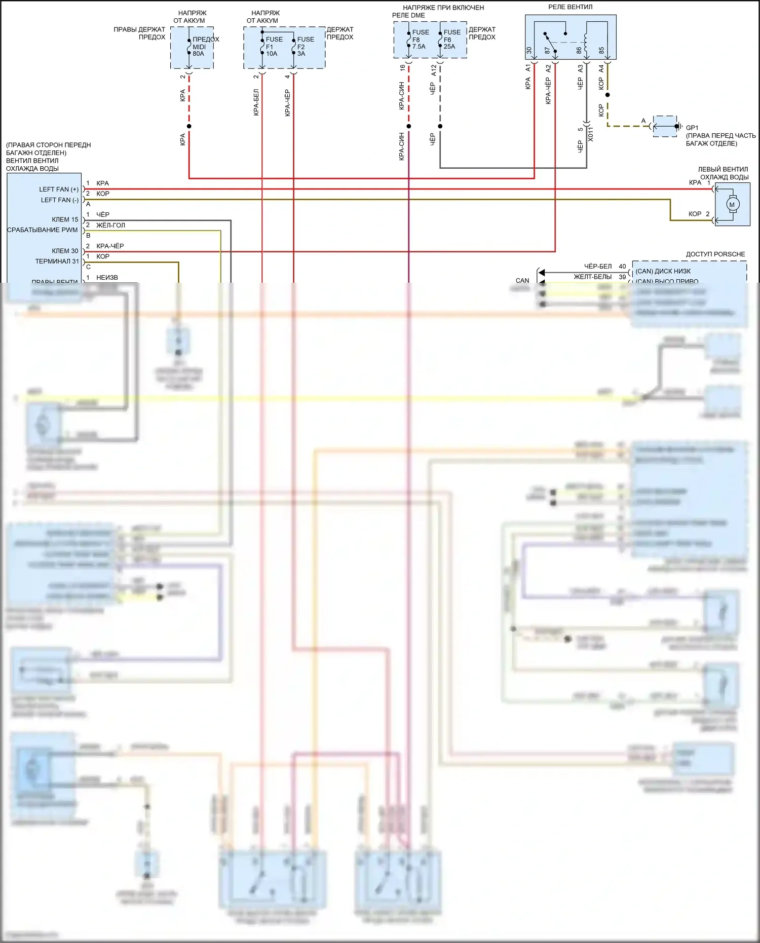 911 Carrera 4S Porsche 991 (2011-2015): Электросхема климат контроля, с турбо (2 из 2) 
