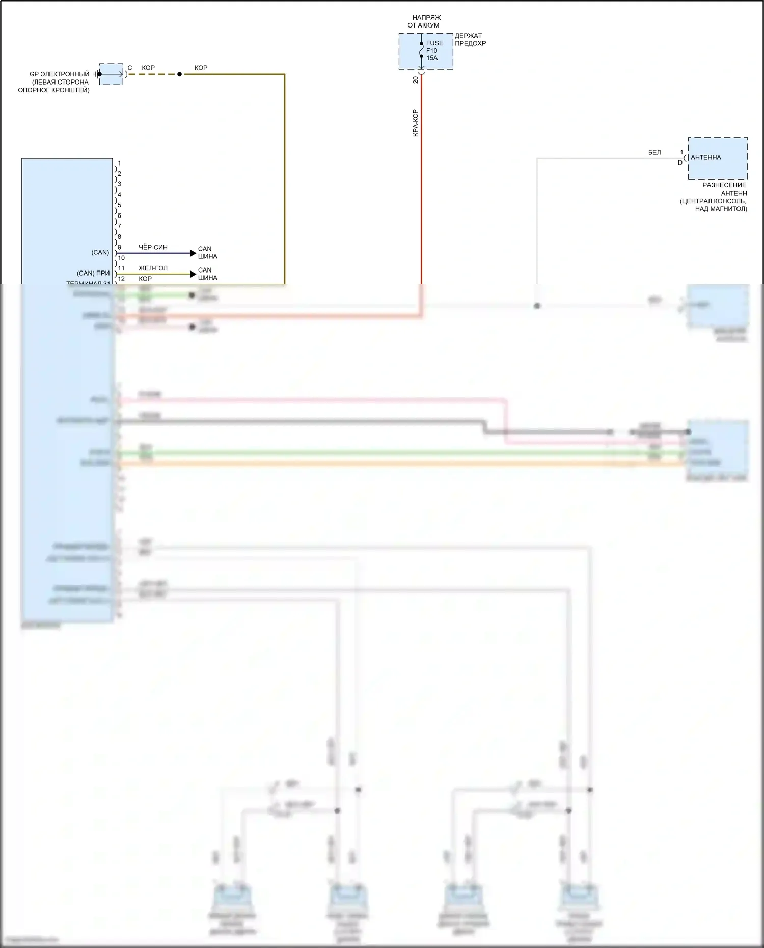 911 Carrera 4S Porsche 991 (2011-2015): Электросхема базовой магнитолы 