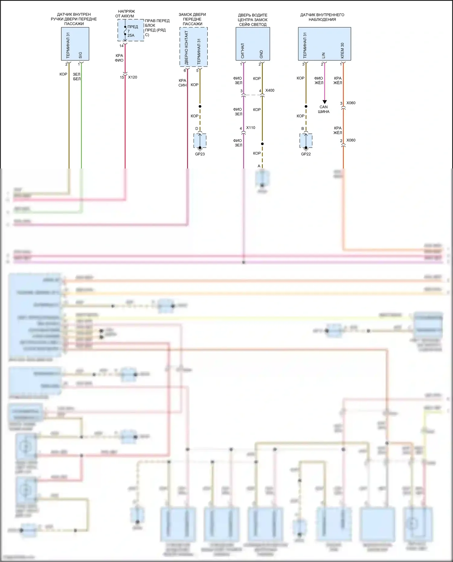 911 Carrera 4S Porsche 991 (2011-2015): Электросхема освещения салона, без турбо (2 из 3) 