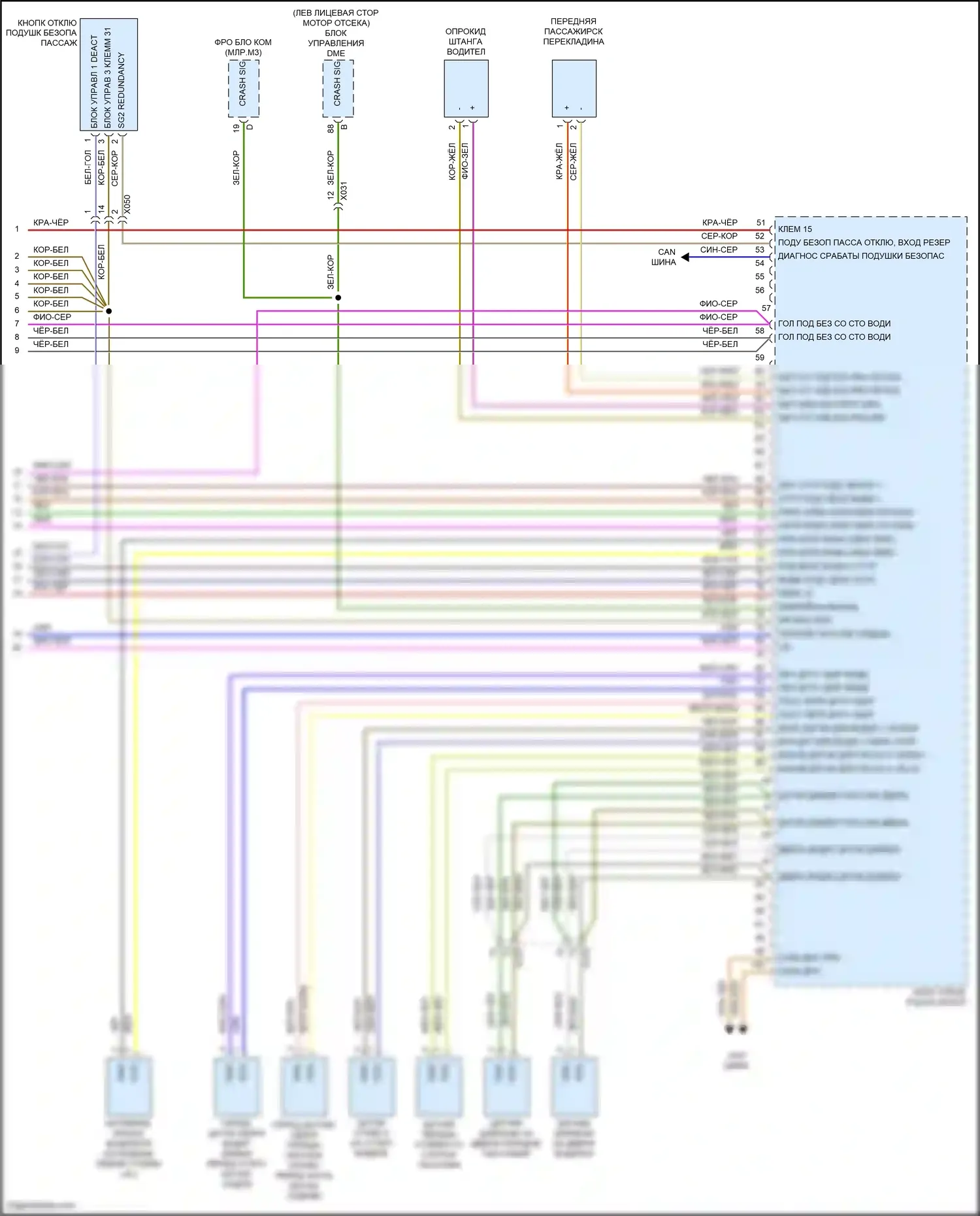 911 Carrera 4S Porsche 991 (2011-2015): Электросхема подушек безопасности, без турбонаддува (3 из 3) 
