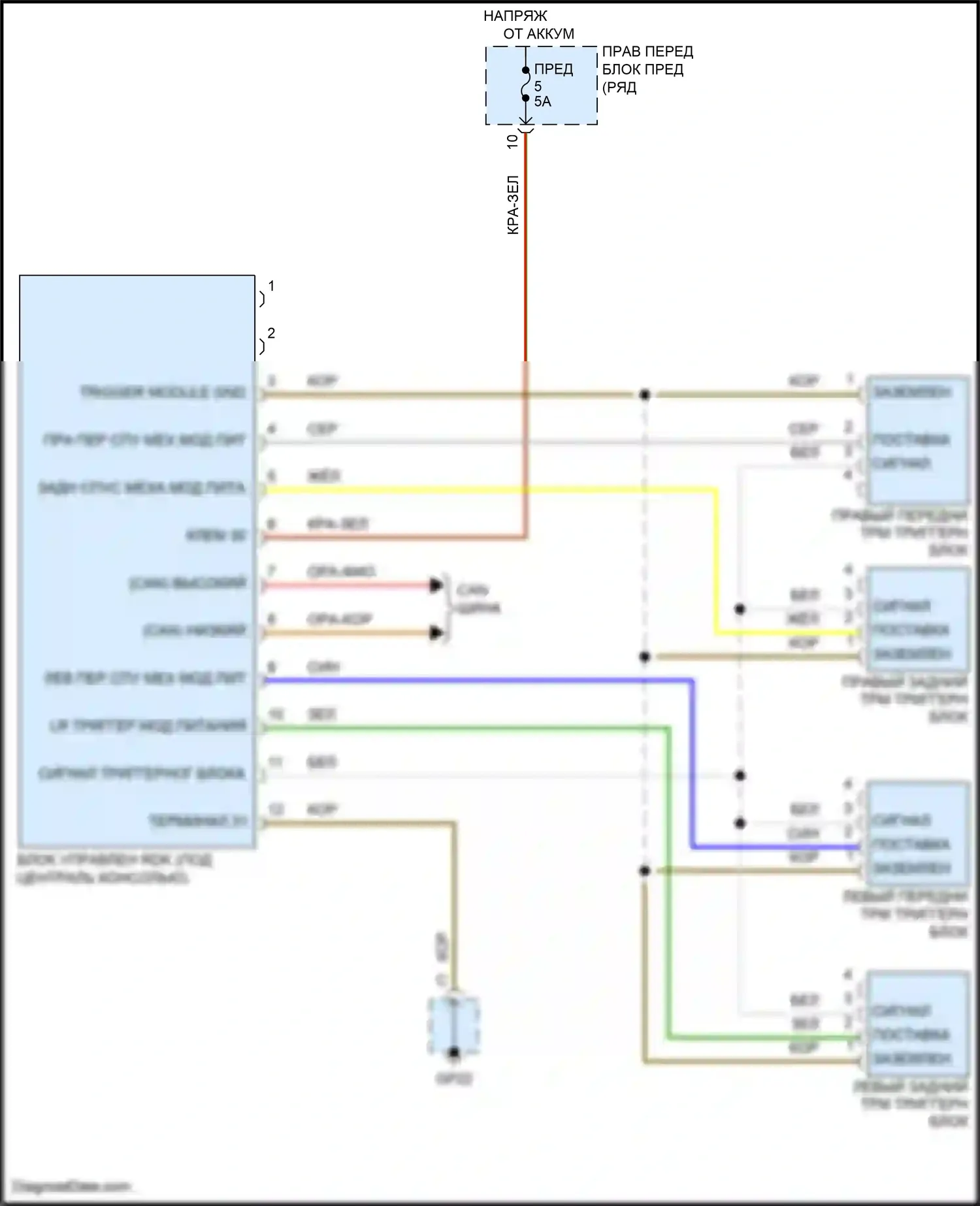 911 Carrera 4S Porsche 991 (2011-2015): Электросхема помощников водителя, без турбо 