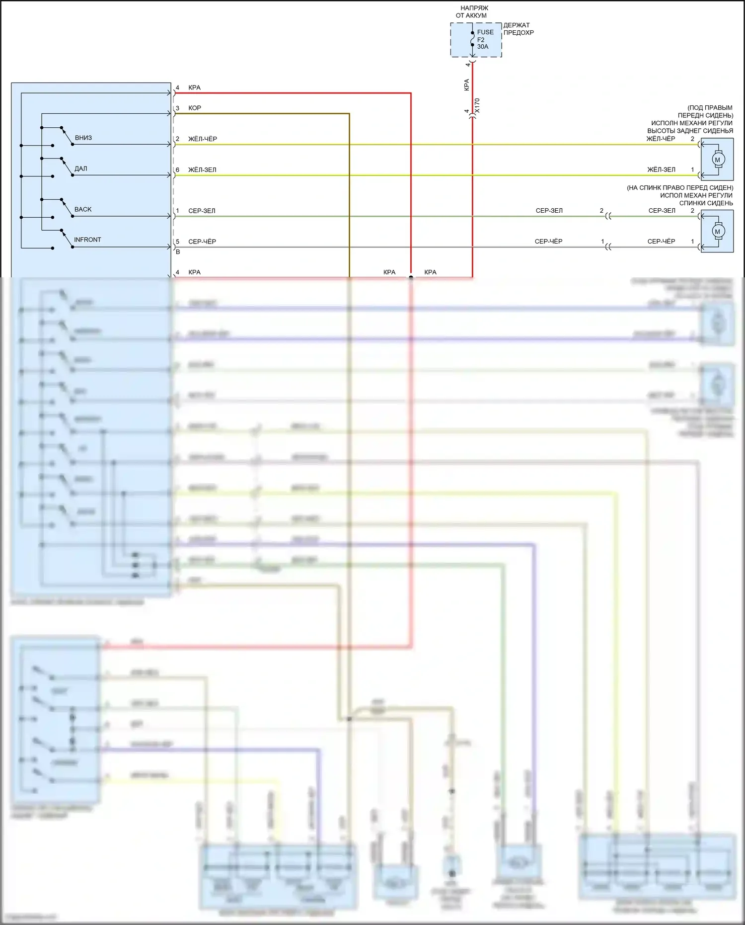 911 Carrera 4S Porsche 991 (2011-2015): Электросхема пассажирского сиденья с электроприводом, с турбонаддувом, кроме базовой 