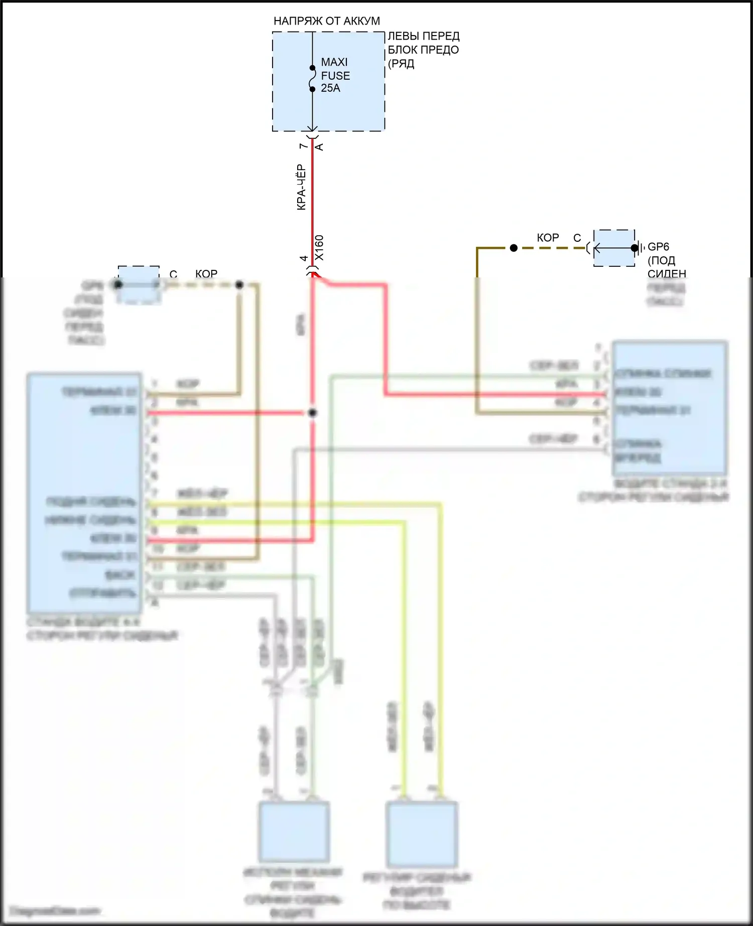 911 Carrera 4S Porsche 991 (2011-2015): Питание водительского сиденья электросхема, без турбонаддува базовой 