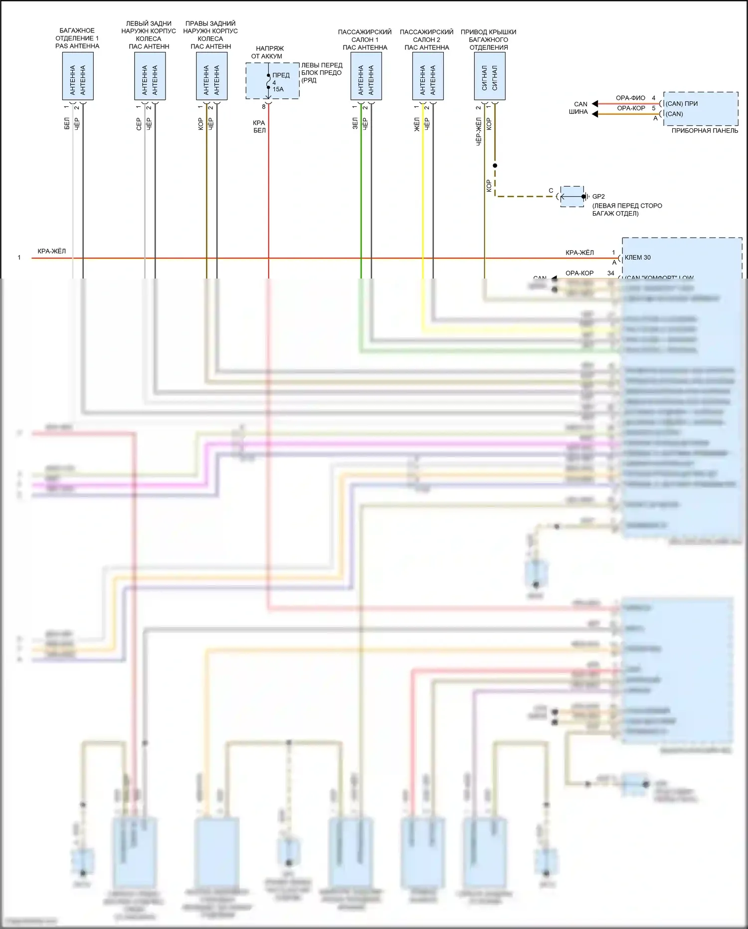 911 Carrera 4S Porsche 991 (2011-2015): Сигнализации электросхема, без турбонаддува (2 из 2) 