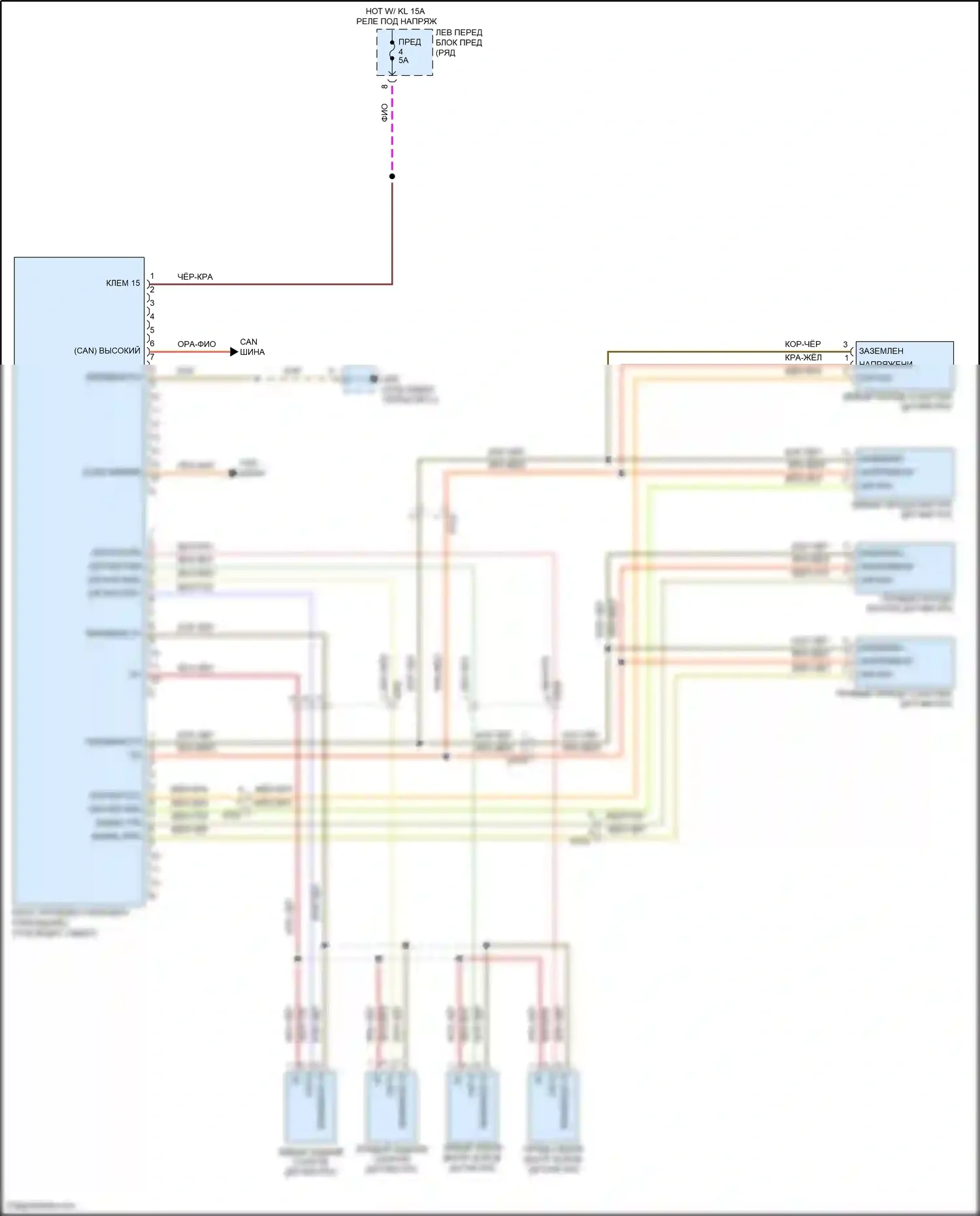 911 Carrera 4S Porsche 991 (2011-2015): Электросхема парктроника, без турбо 