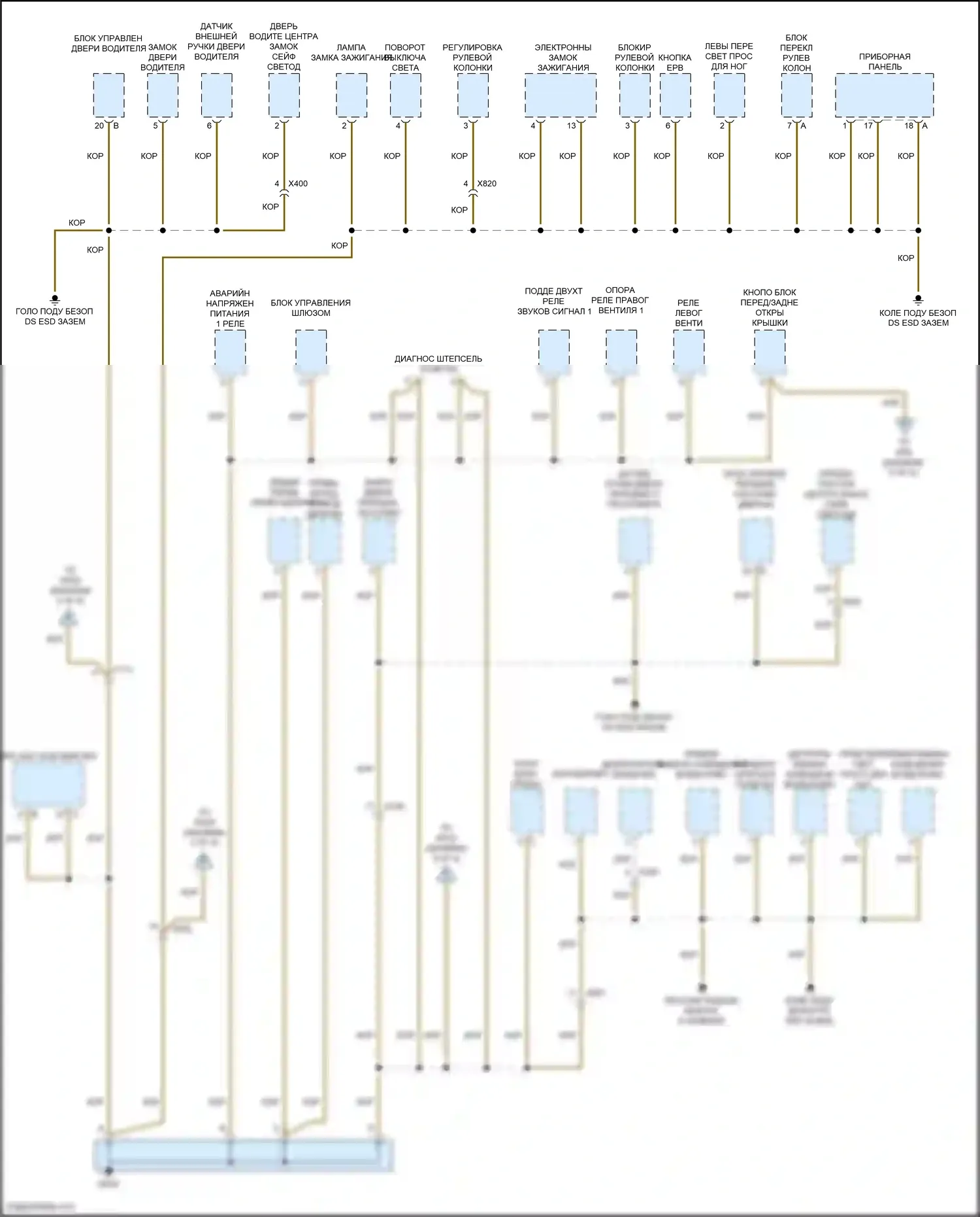 911 Carrera 4S Porsche 991 (2011-2015): Электросхема разводки массы, без турбонаддува (2 из 5) 