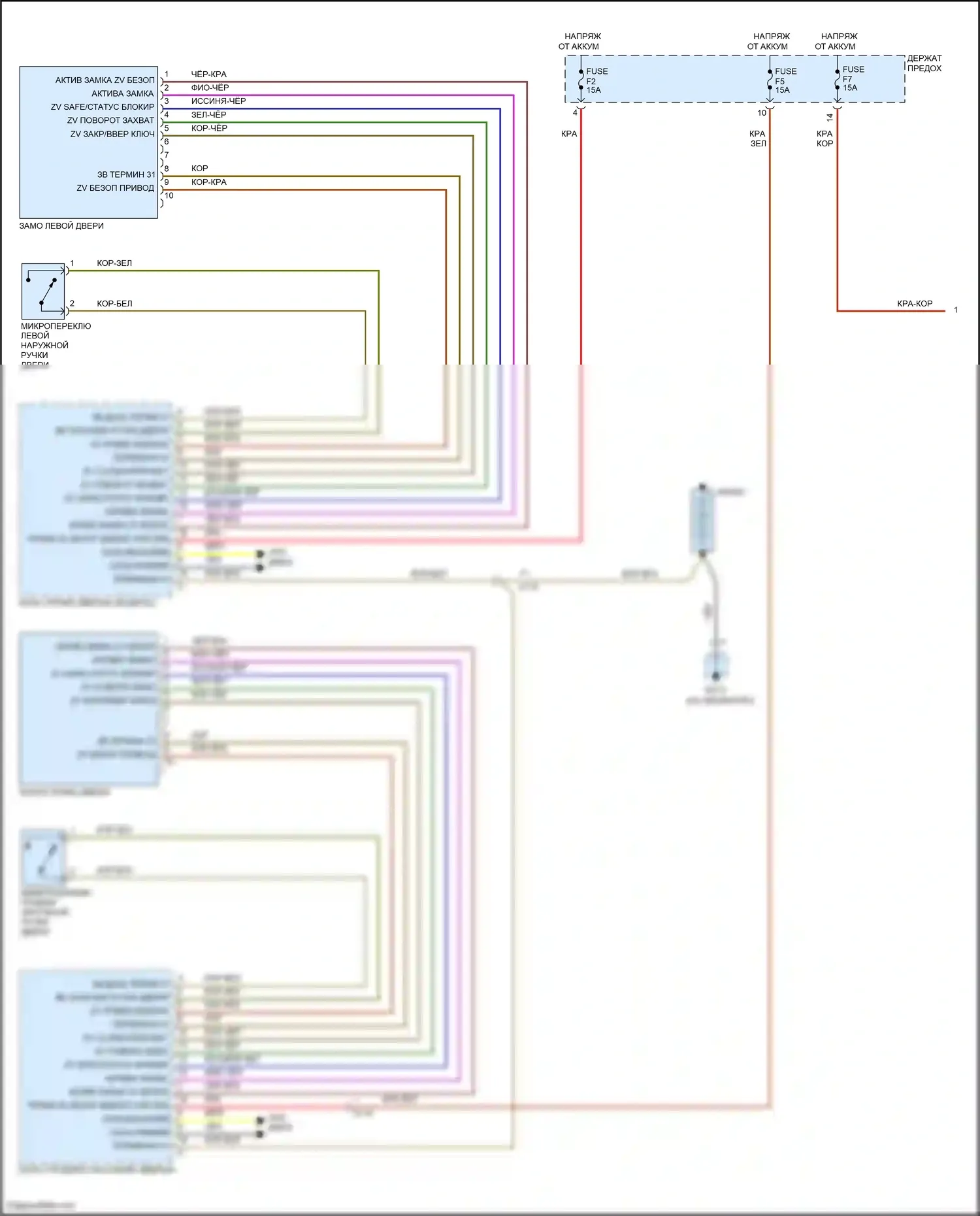 911 Carrera 4S Porsche 991 (2011-2015): Электросхема центрального замка, с турбонаддувом (2 из 2) 