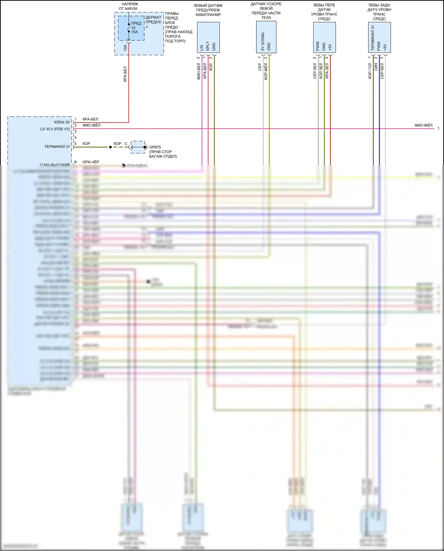 911 Carrera 4S Porsche 992 (2018-2024): Электросхема электронной подвески (1 из 2) 