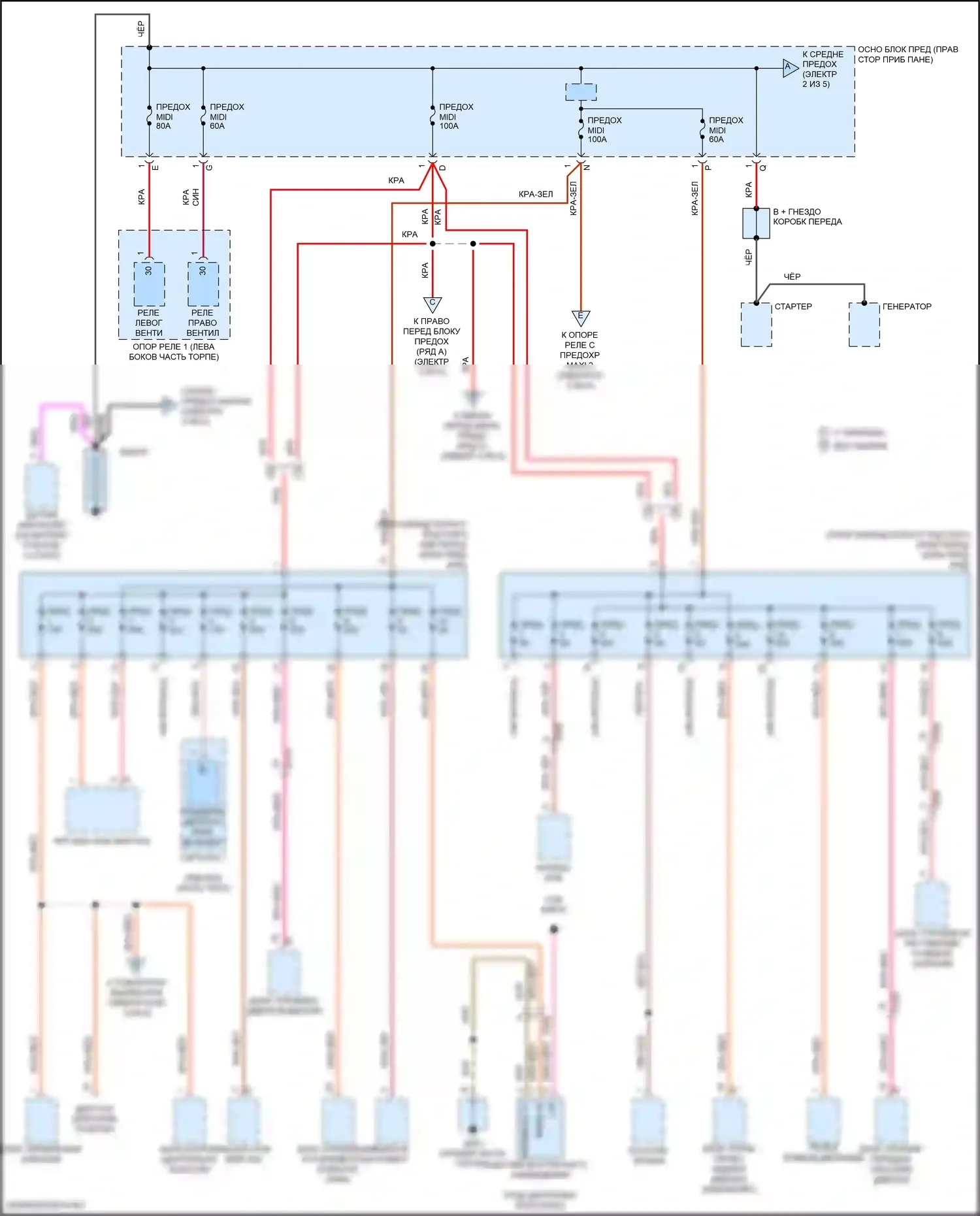 911 Carrera GTS Porsche 991 рестайлинг (2015-2019): Электросхема блока предохранителей реле (1 из 5) 