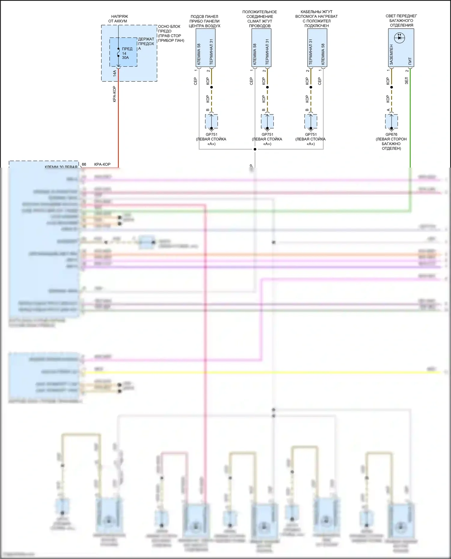 911 Carrera GTS Porsche 992 (2018-2024): Электросхема освещения салона (1 из 4) 