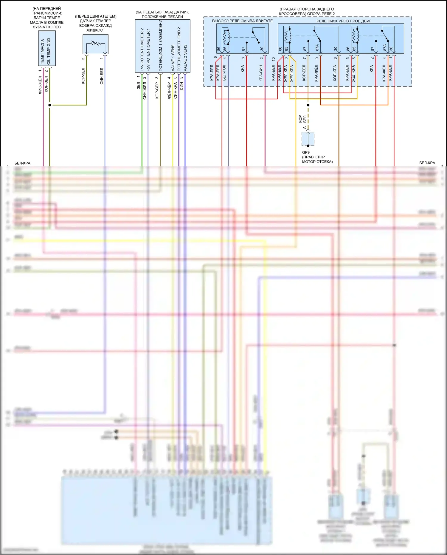911 Carrera S Porsche 991 рестайлинг (2015-2019): Электросхема двигателя 3,0л турбо (3 из 7) 
