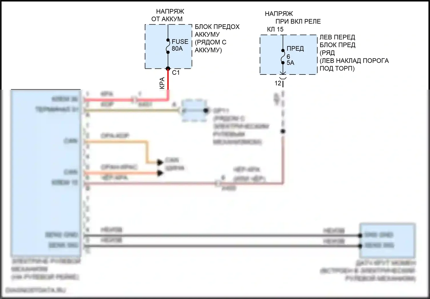 911 Carrera S Porsche 991 рестайлинг (2015-2019): Электросхема электроусилителя руля 