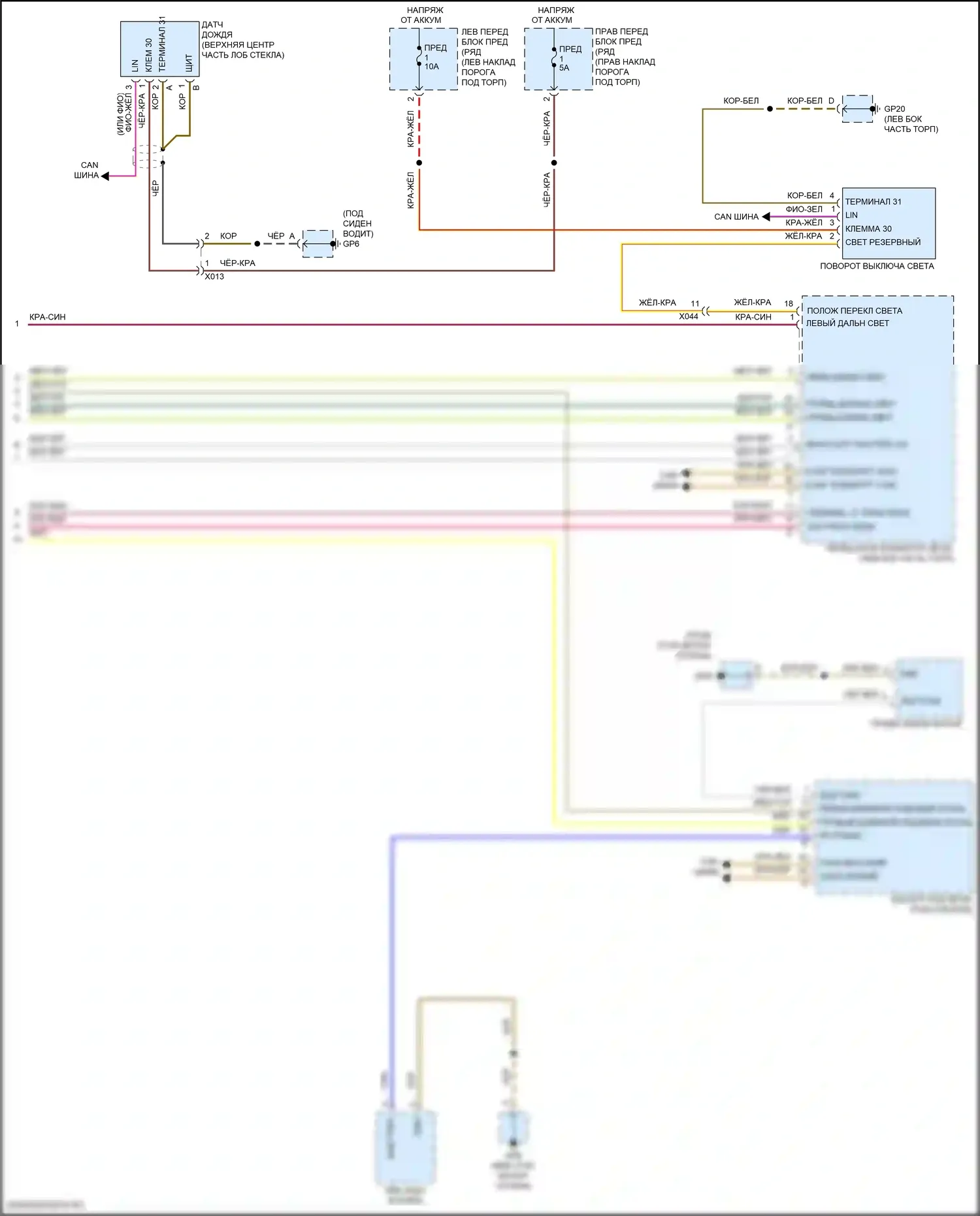 911 Carrera S Porsche 991 рестайлинг (2015-2019): Электросхема фар, без светодиодных фар (2 из 2) 