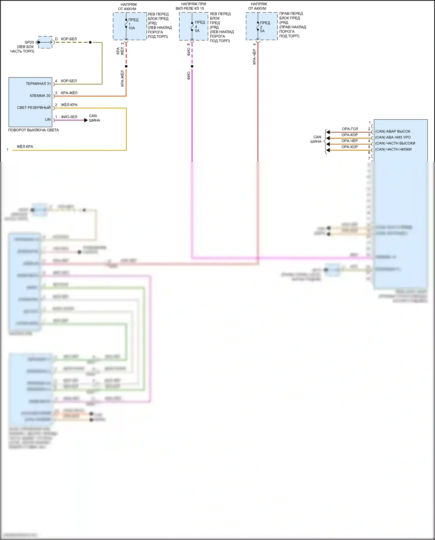 911 Carrera S Porsche 991 рестайлинг (2015-2019): Электросхема фар, со светодиодными фарами (2 из 2) 