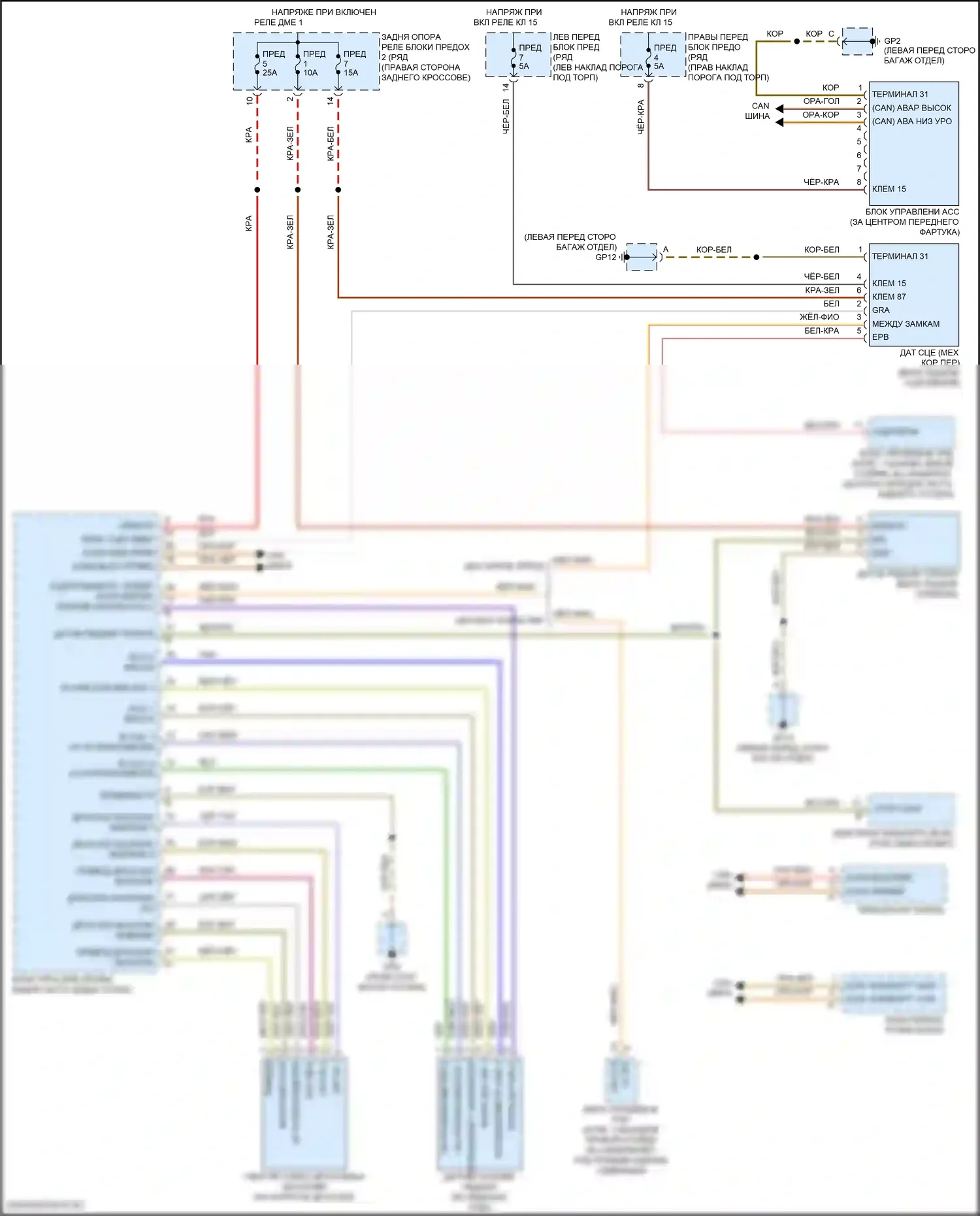 911 Carrera S Porsche 991 рестайлинг (2015-2019): Электросхема круиз-контроля 