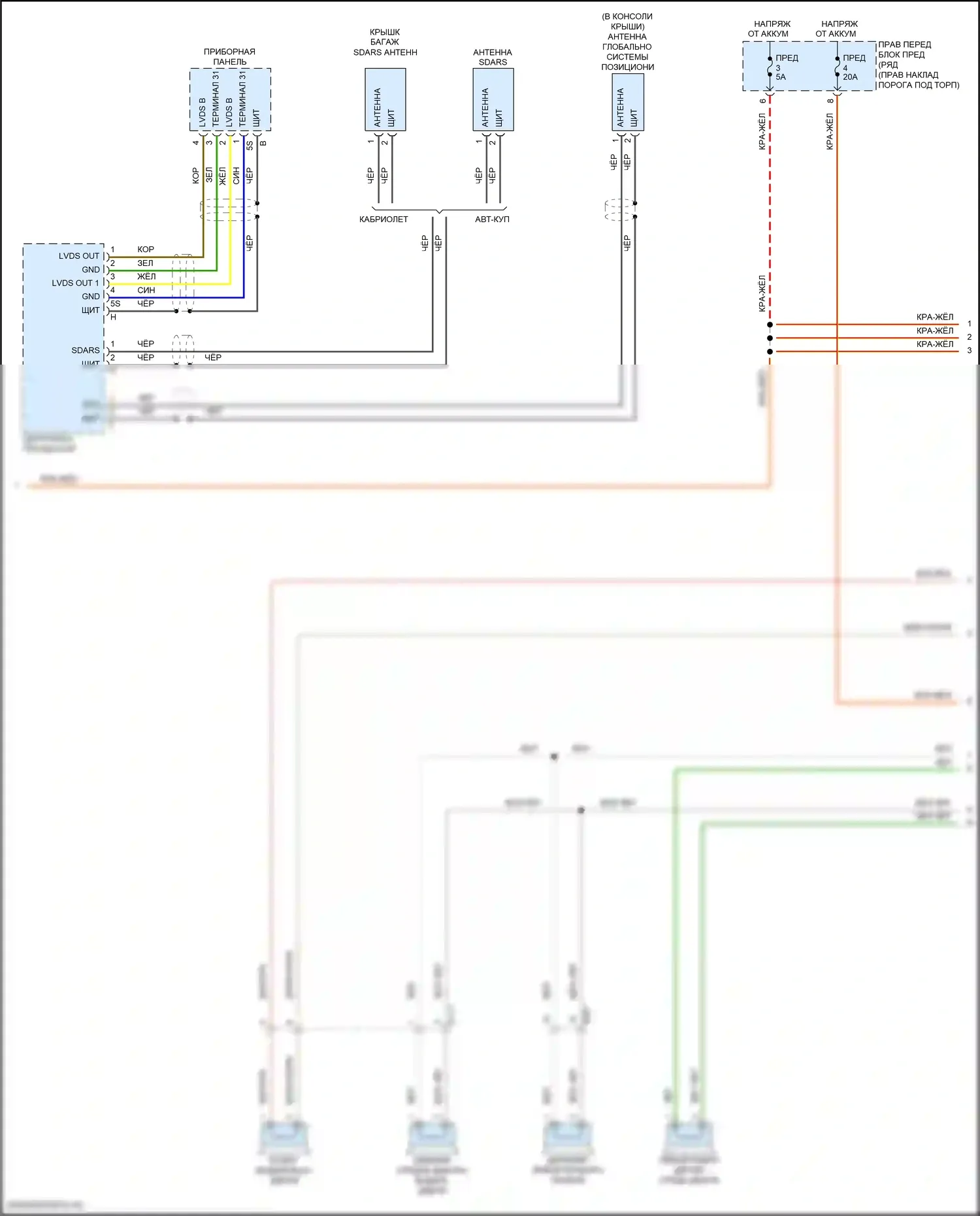911 Carrera S Porsche 991 рестайлинг (2015-2019): Электросхема навигации, базовой с 8 динамиками (2 из 3) 