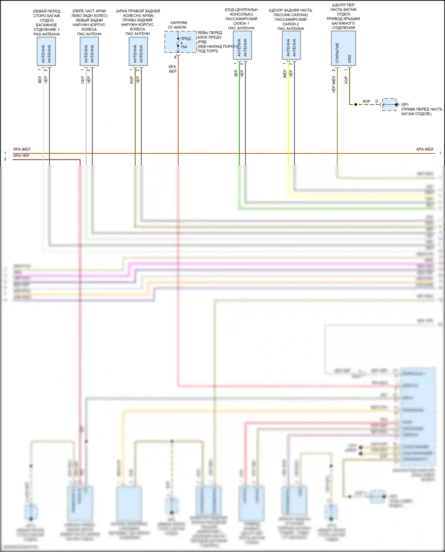 911 Carrera S Porsche 991 рестайлинг (2015-2019): Электросхема центрального замка (2 из 3) 