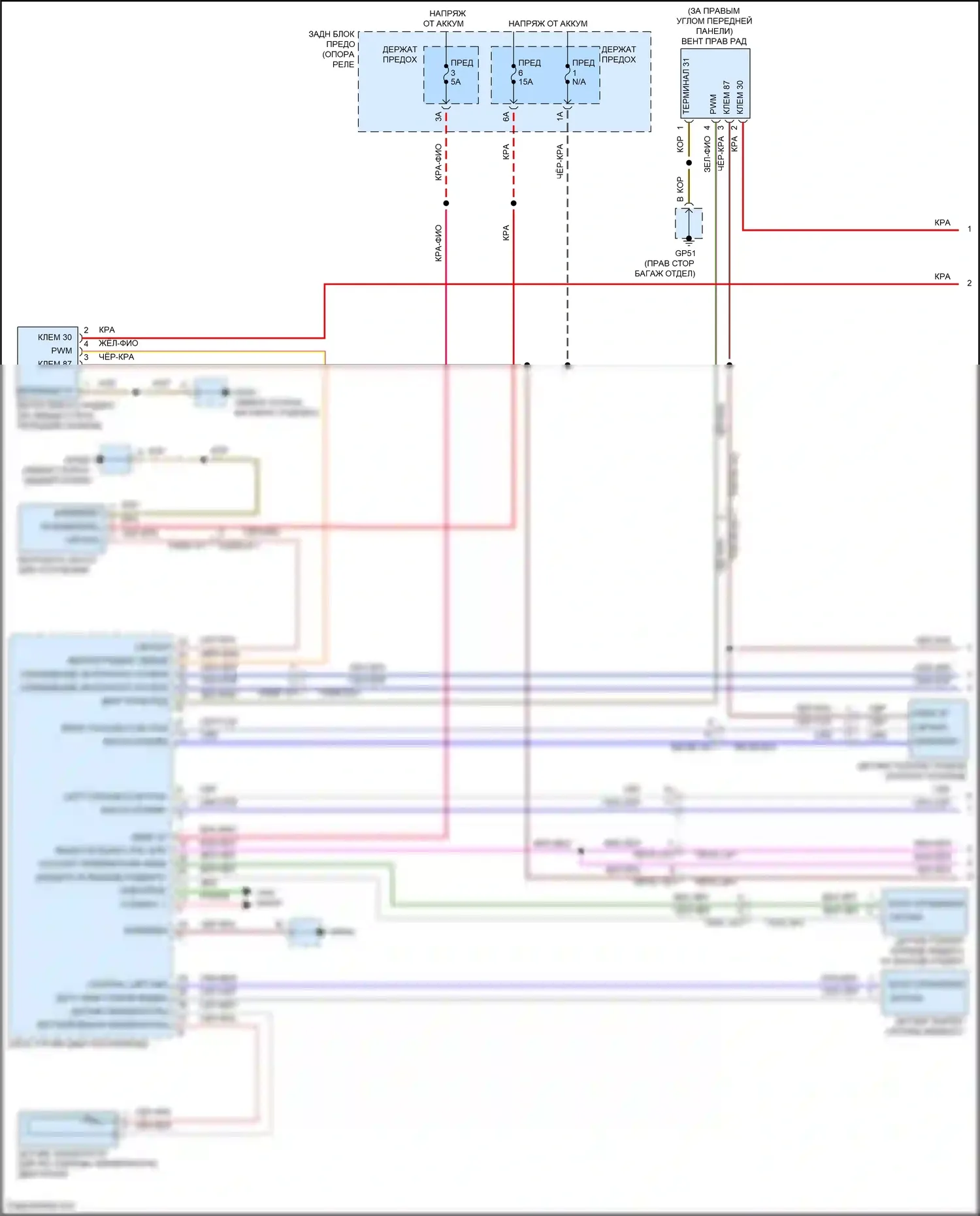911 Carrera S Porsche 992 (2018-2024): Электросхема вентилятора охлаждения (1 из 2) 