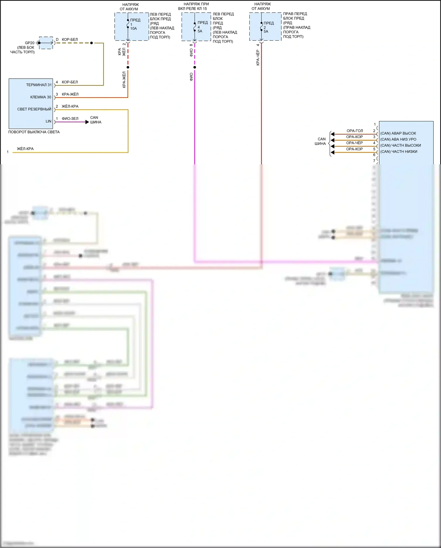 911 Carrera Porsche 991 рестайлинг (2015-2020): Электросхема фар, со светодиодными фарами (2 из 2) 