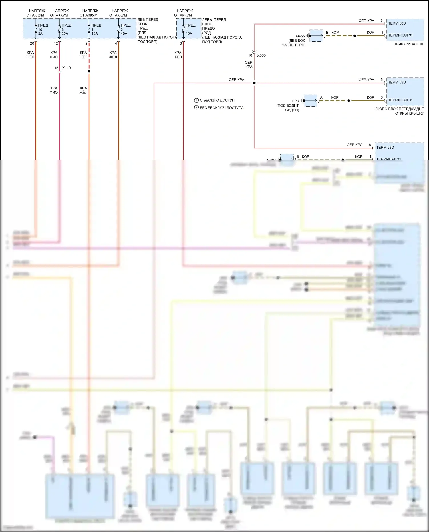 911 Carrera Porsche 991 рестайлинг (2015-2020): Электросхема освещения салона (3 из 3) 