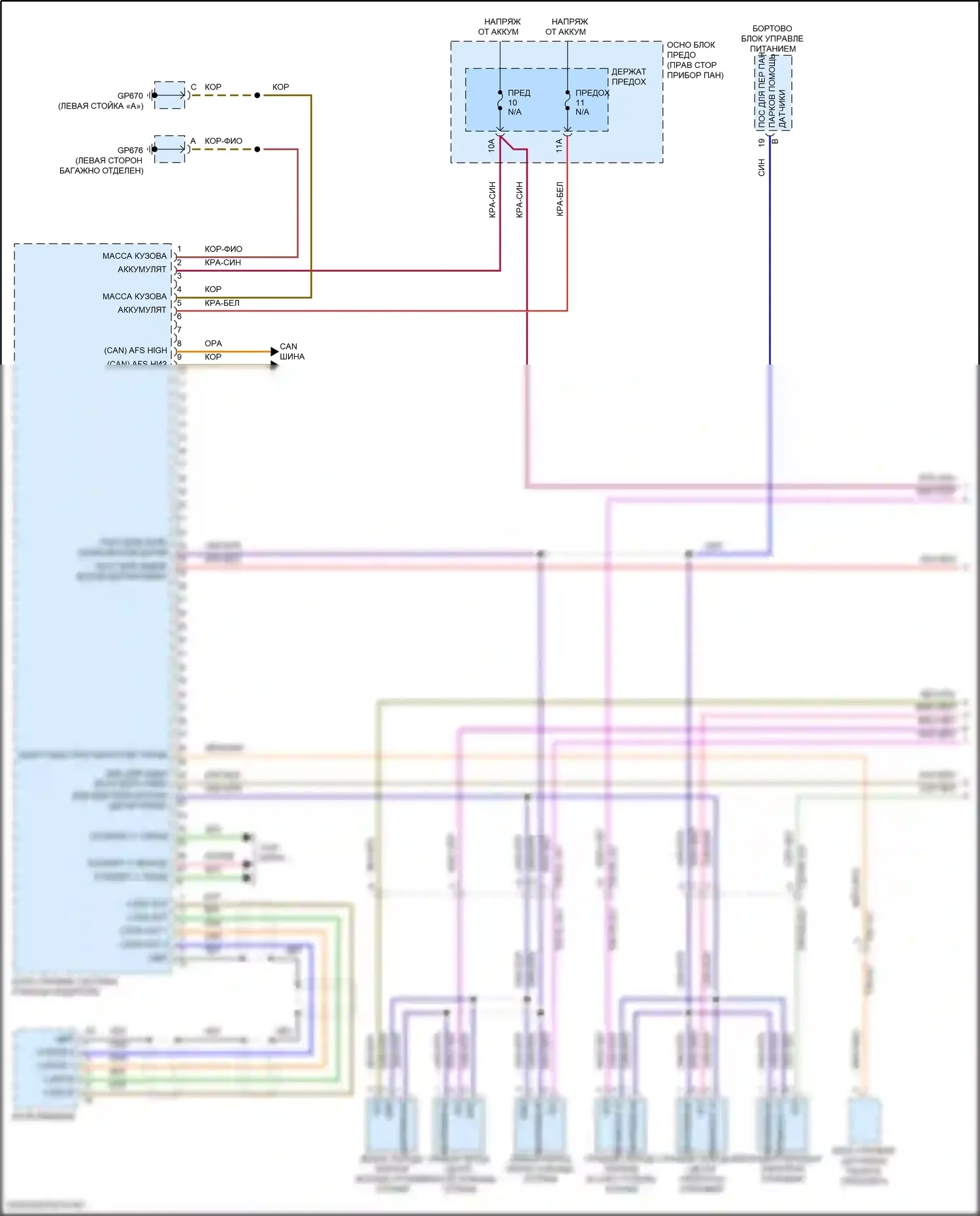 911 Carrera Porsche 992 (2018-2024): Электросхема парктроника (1 из 2) 