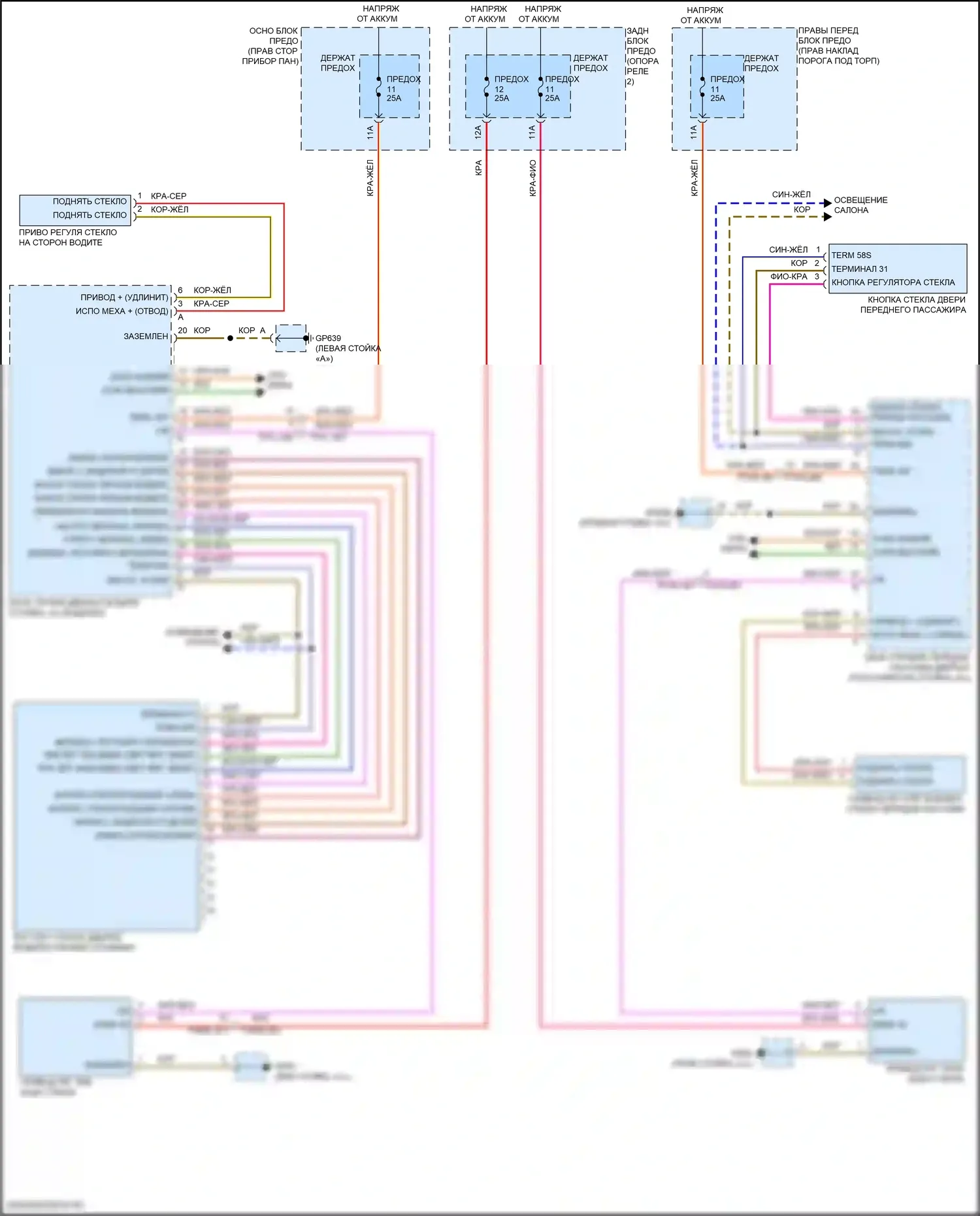 911 Carrera Porsche 992 (2018-2024): Стеклоподъемники электросхема 